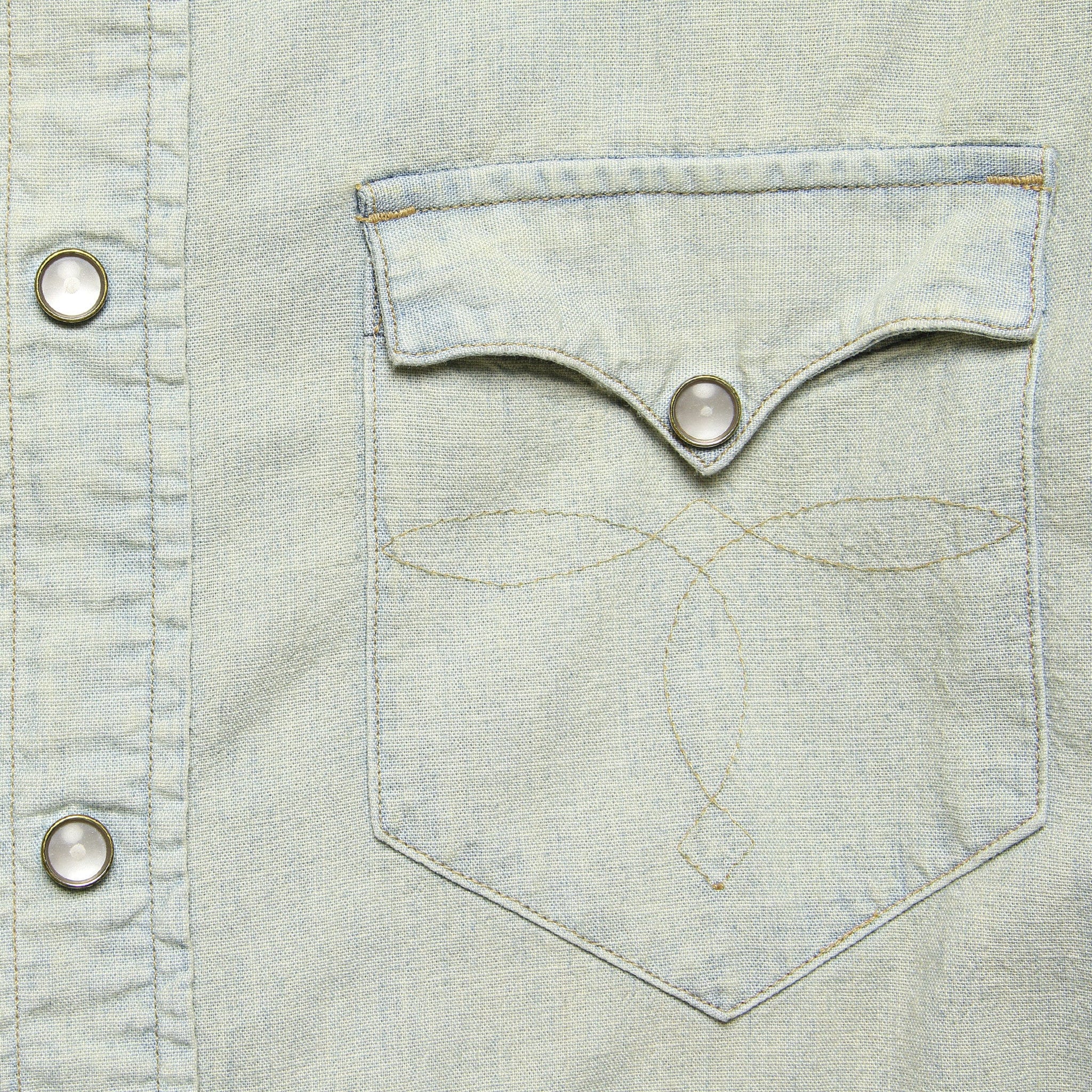Slim Chambray Buffalo Western Shirt - Light Wash - Image 3