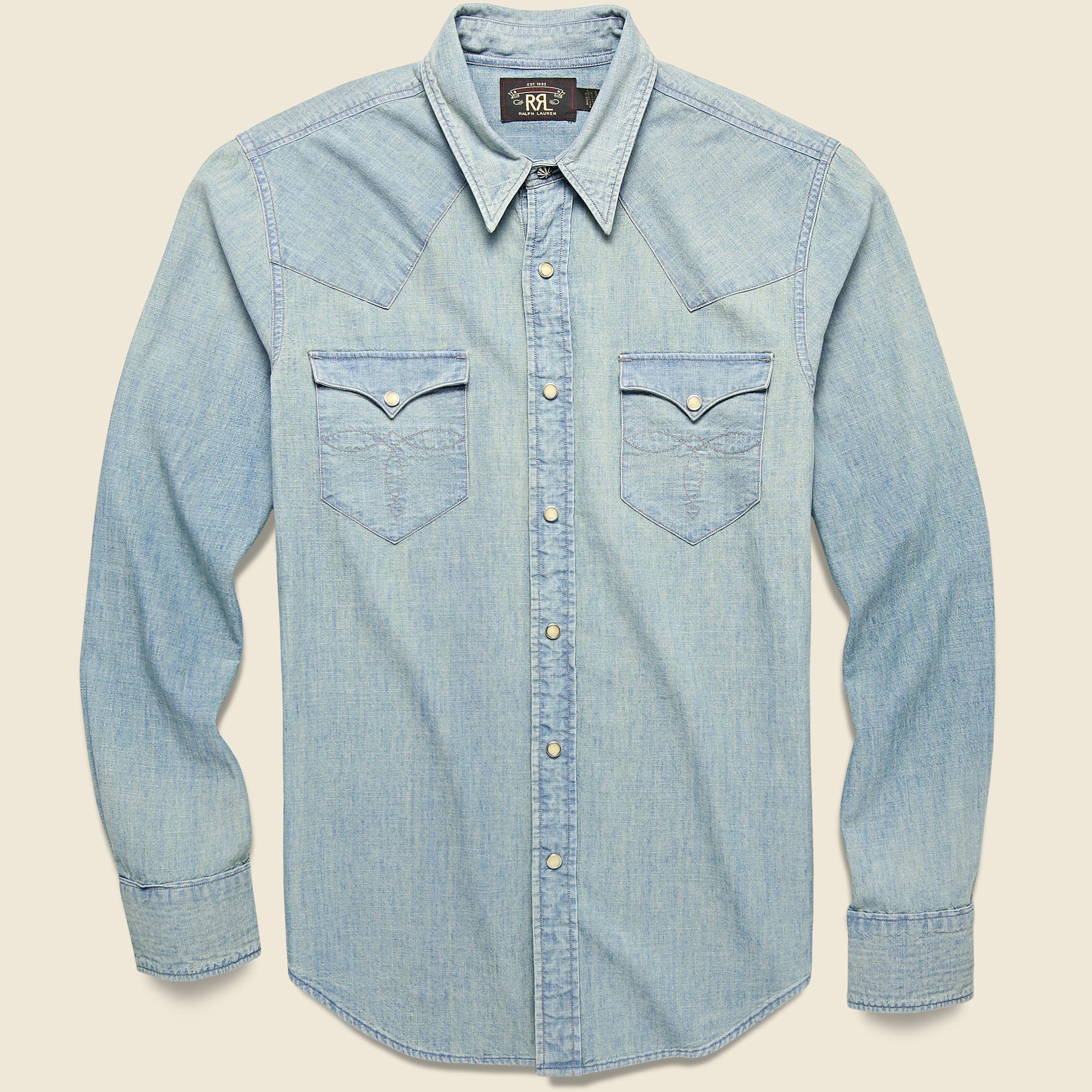 Slim Chambray Western Shirt - Davey Wash