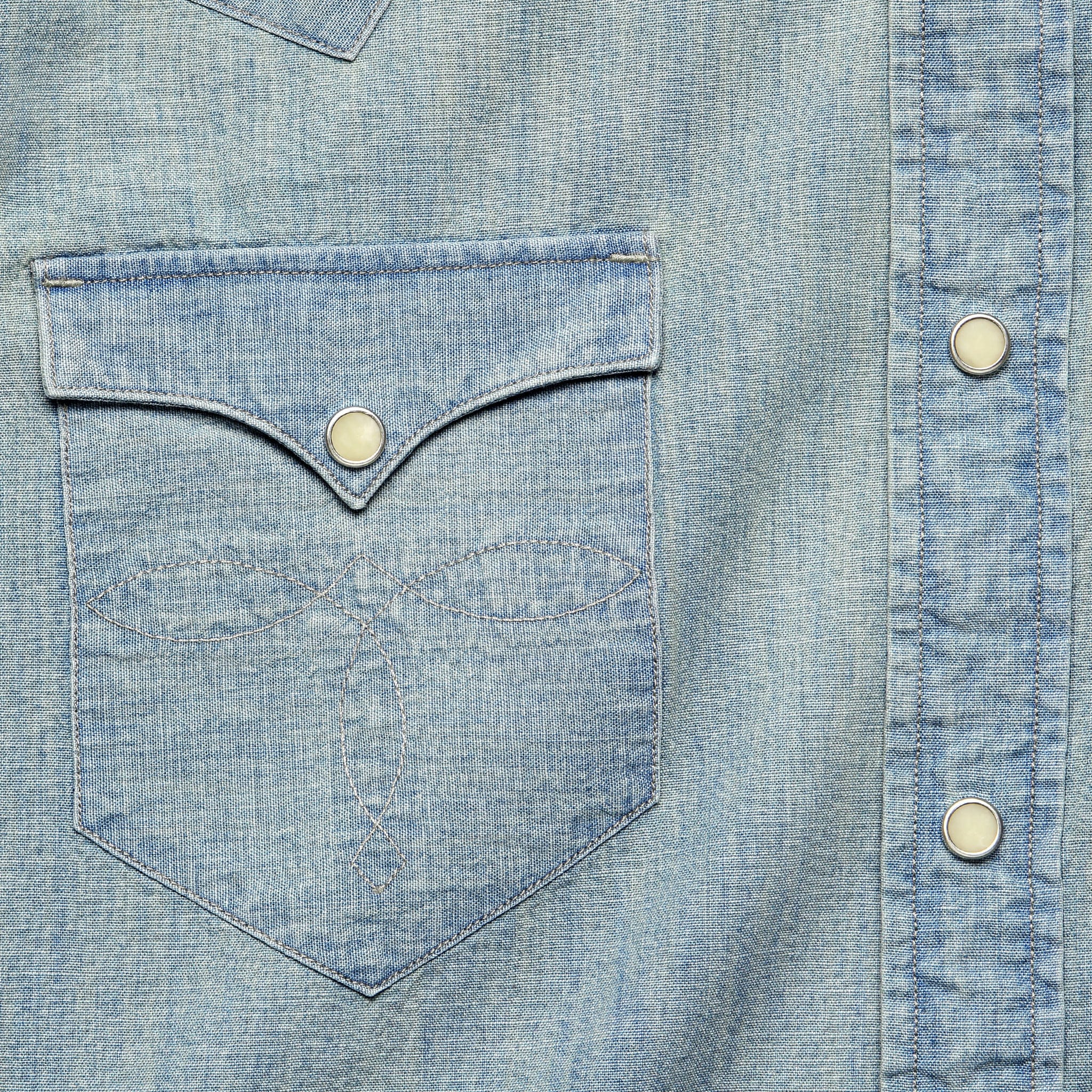 Slim Chambray Western Shirt - Davey Wash - Image 4