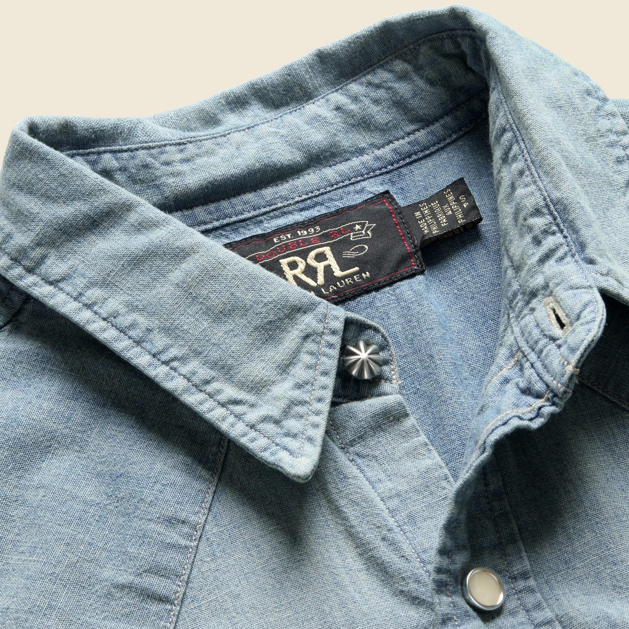 Slim Chambray Western Shirt - Davey Wash - Image 5