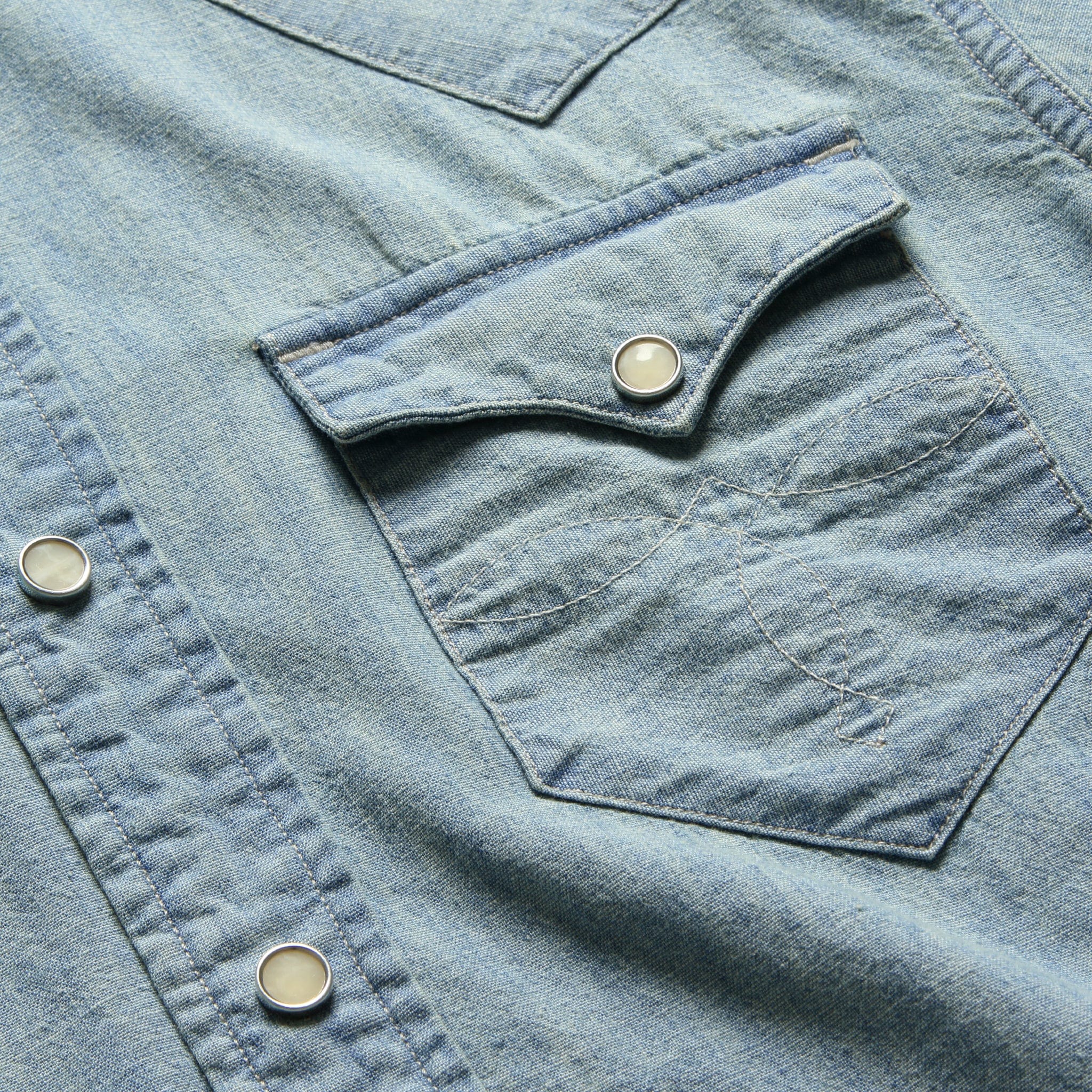 Slim Chambray Western Shirt - Davey Wash - Image 6