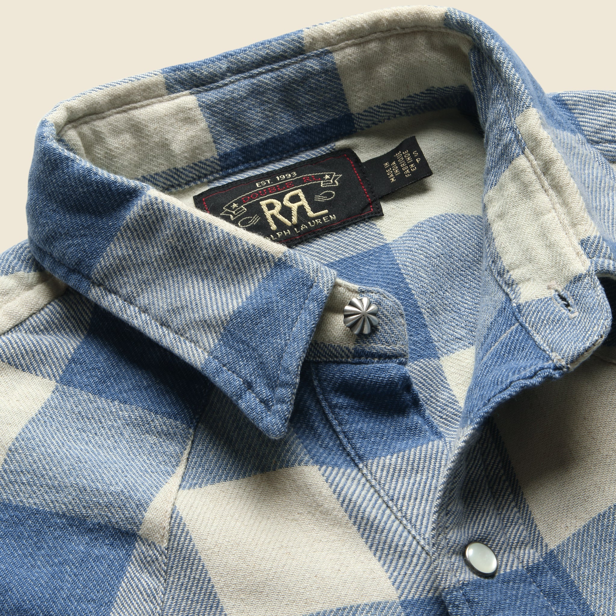 Slim Fit Buffalo Western Shirt - Indigo/Cream - Image 3