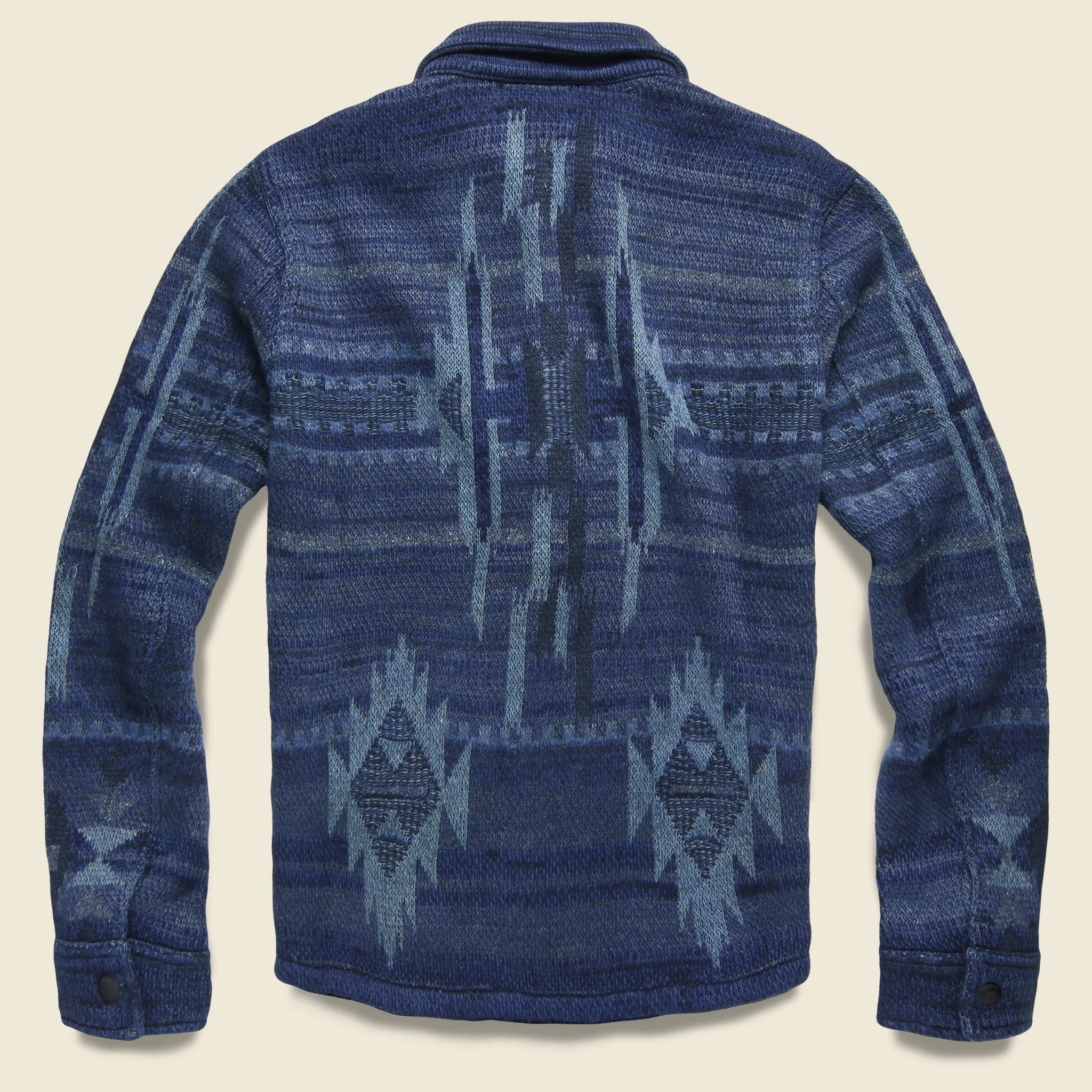 Chimayo Birdseye Jacquard Workshirt Sweater - Indigo - Image 2