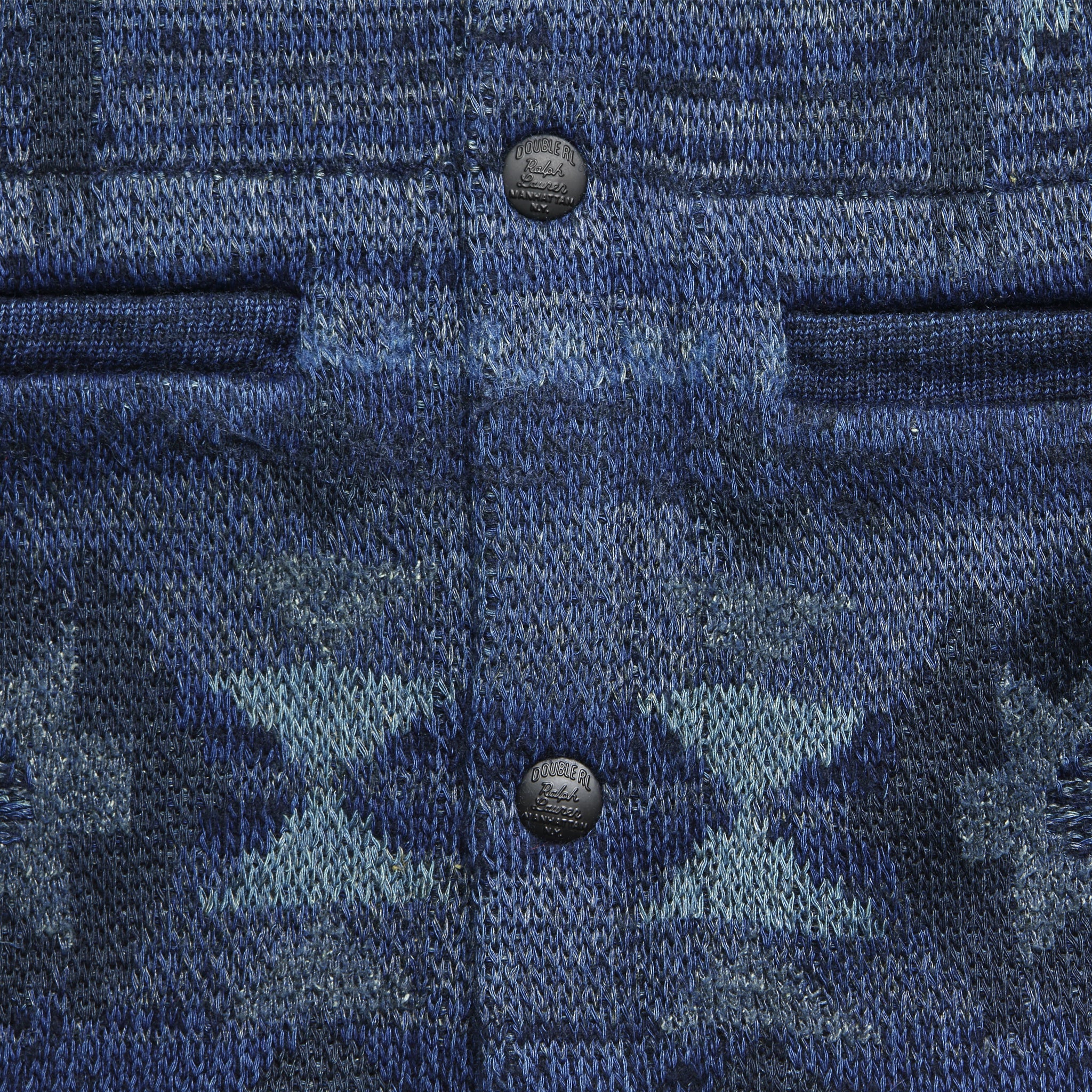 Chimayo Birdseye Jacquard Workshirt Sweater - Indigo - Image 3