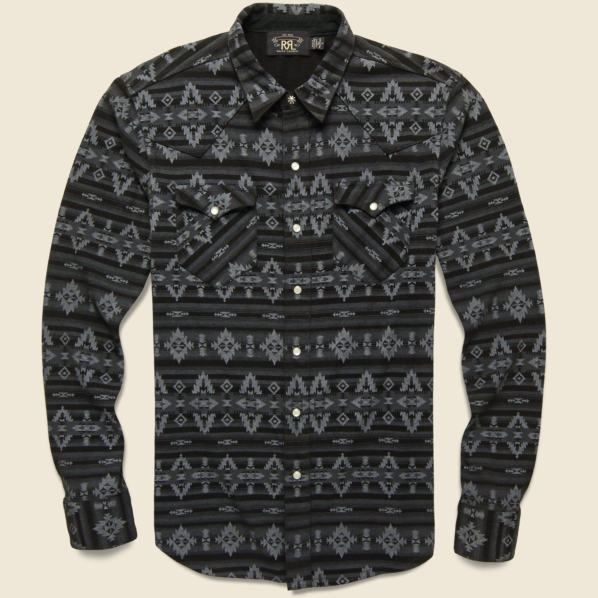 Slim Fit Jersey Western Shirt - Sulphur Black