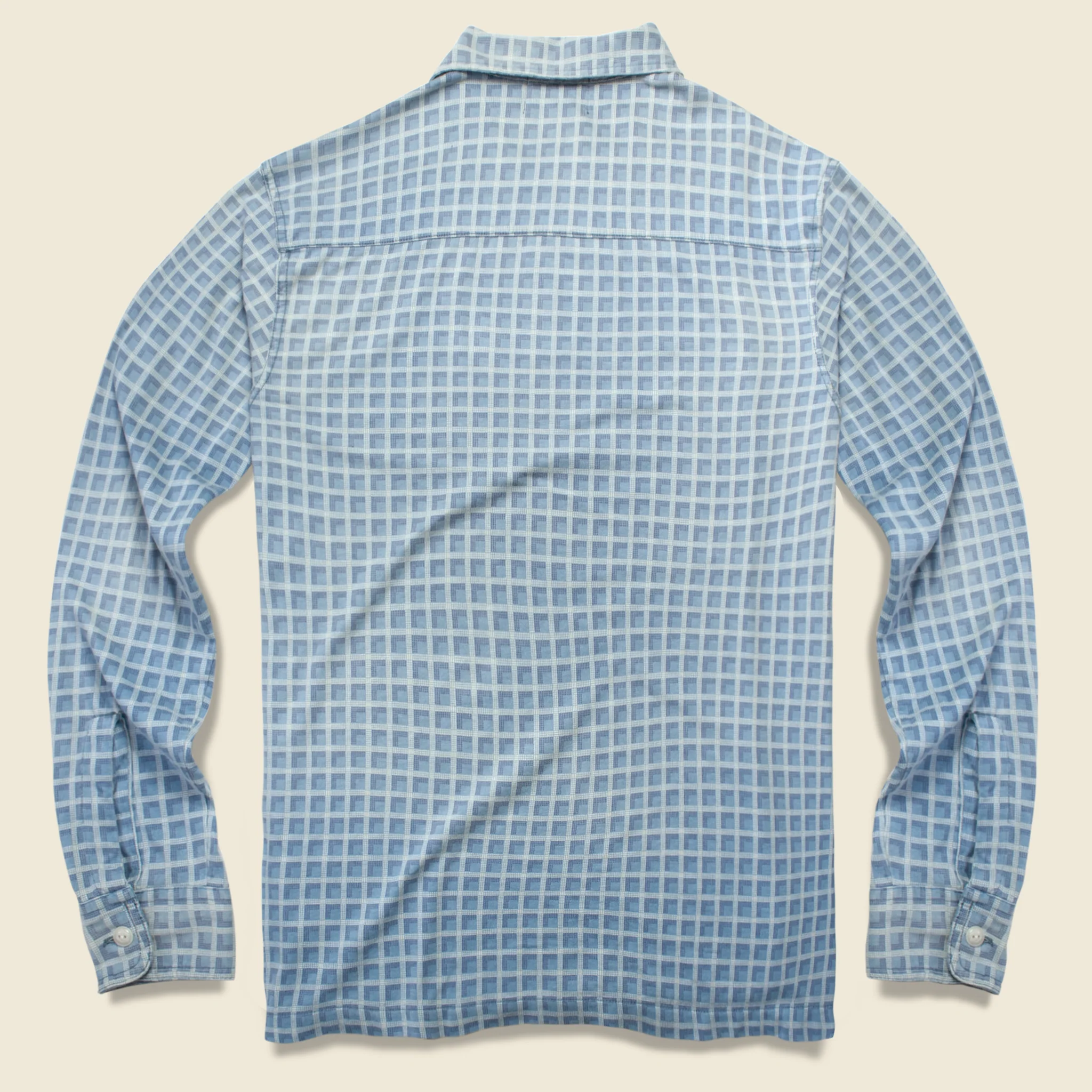 Plaid-Print Jersey Camp Shirt - Indigo - Image 3