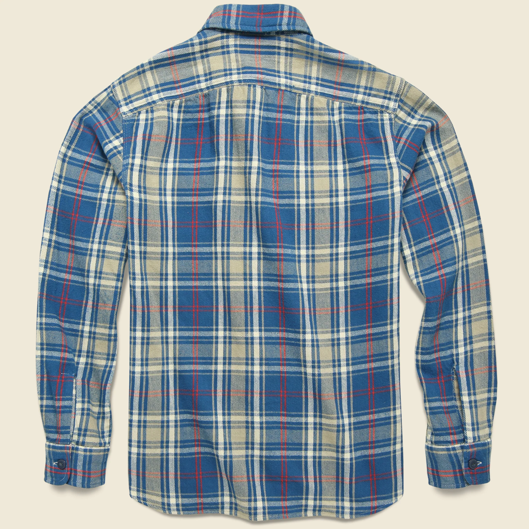 Indigo Plaid Twill Workshirt - Teal/Red - Image 2