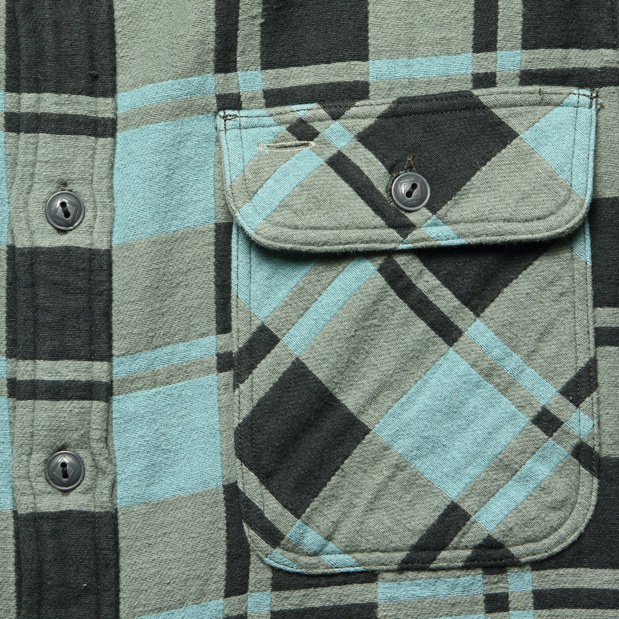 Plaid Jacquard Flannel Workshirt - Turquoise/Sulphur - Image 3