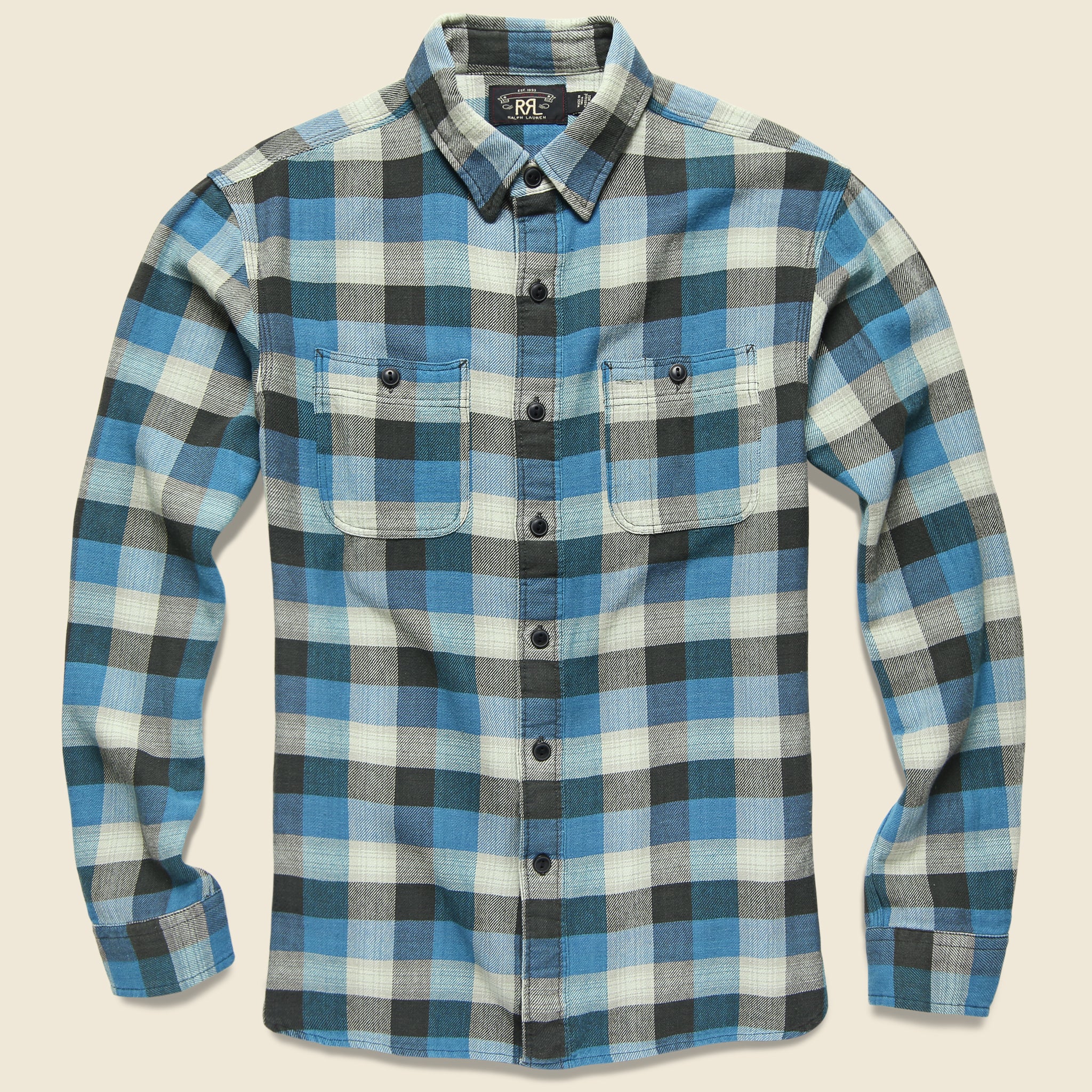 Plaid Twill Workshirt - Sulphur Black/Blue