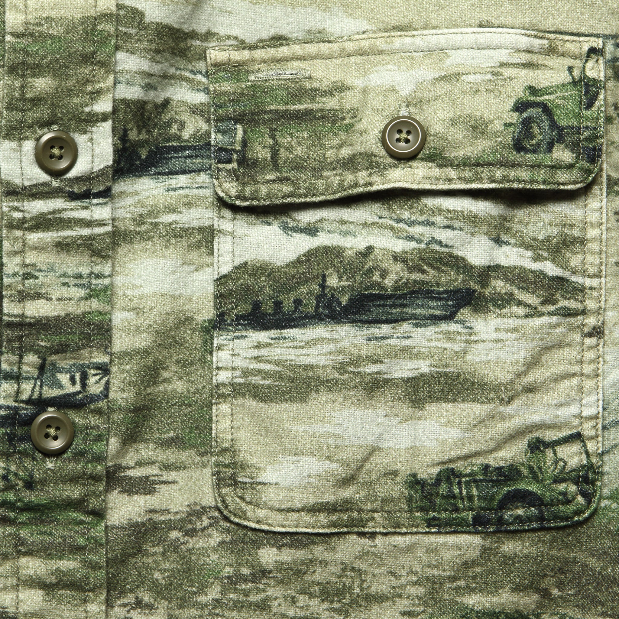 Printed Matlock Flannel Workshirt - Tan - Image 3