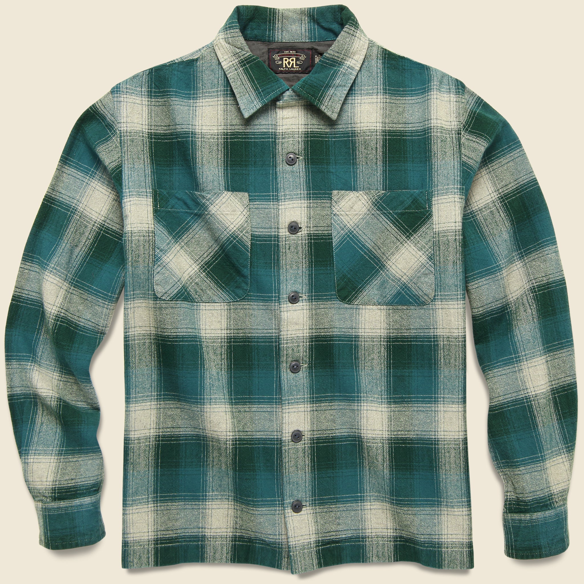 Plaid Brushed Camp Flannel - Green/Grey