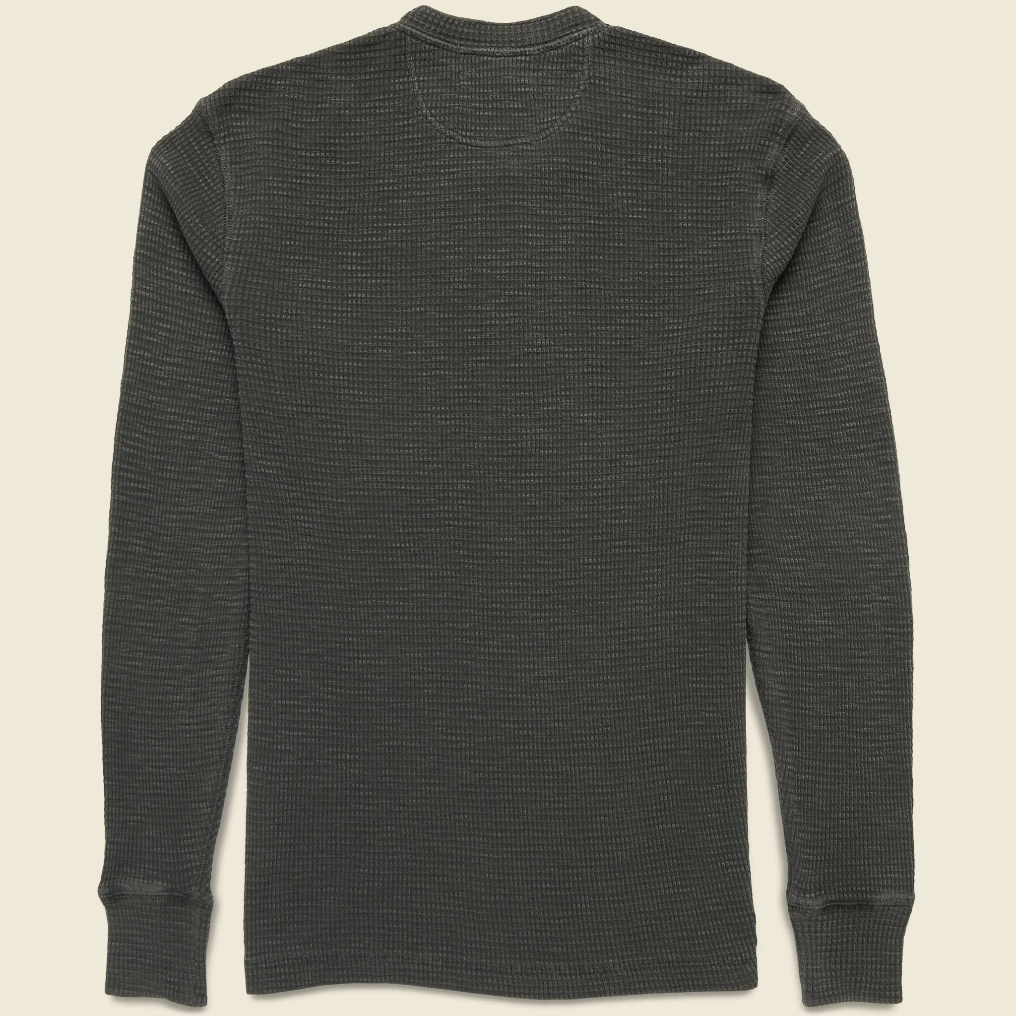 Waffle-Knit Henley - Faded Black - Image 3