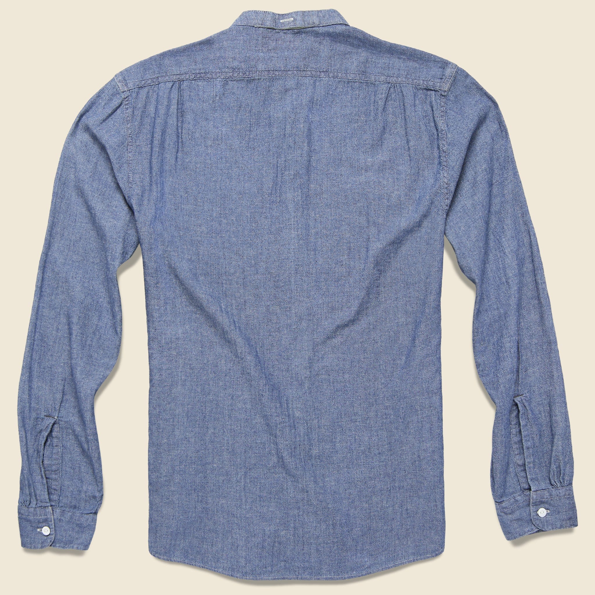 Weiland Band Collar Shirt - Indigo Chambray - Image 2