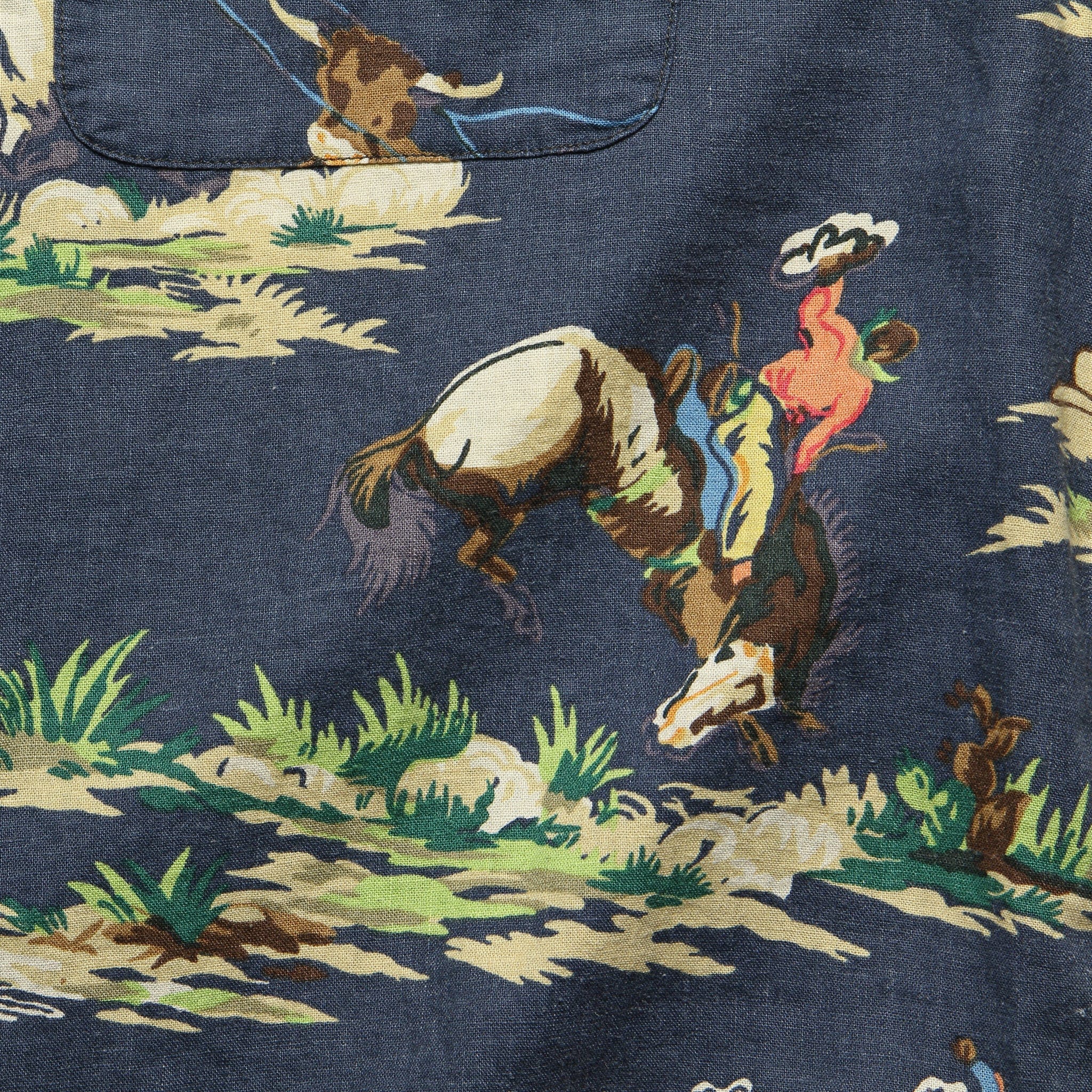 Western Print Towns Camp Shirt - Navy Multi - Image 3