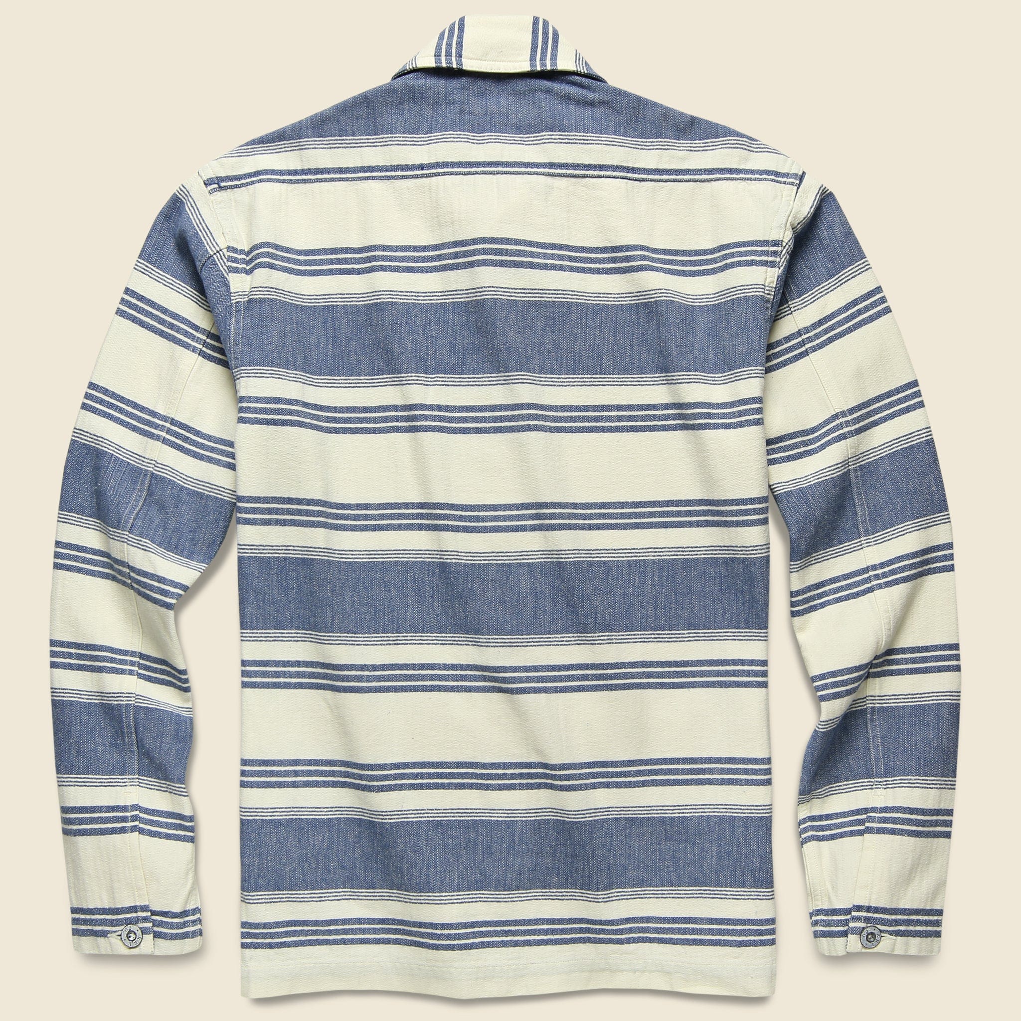 Striped Twill Overshirt - Cream/Indigo - Image 2