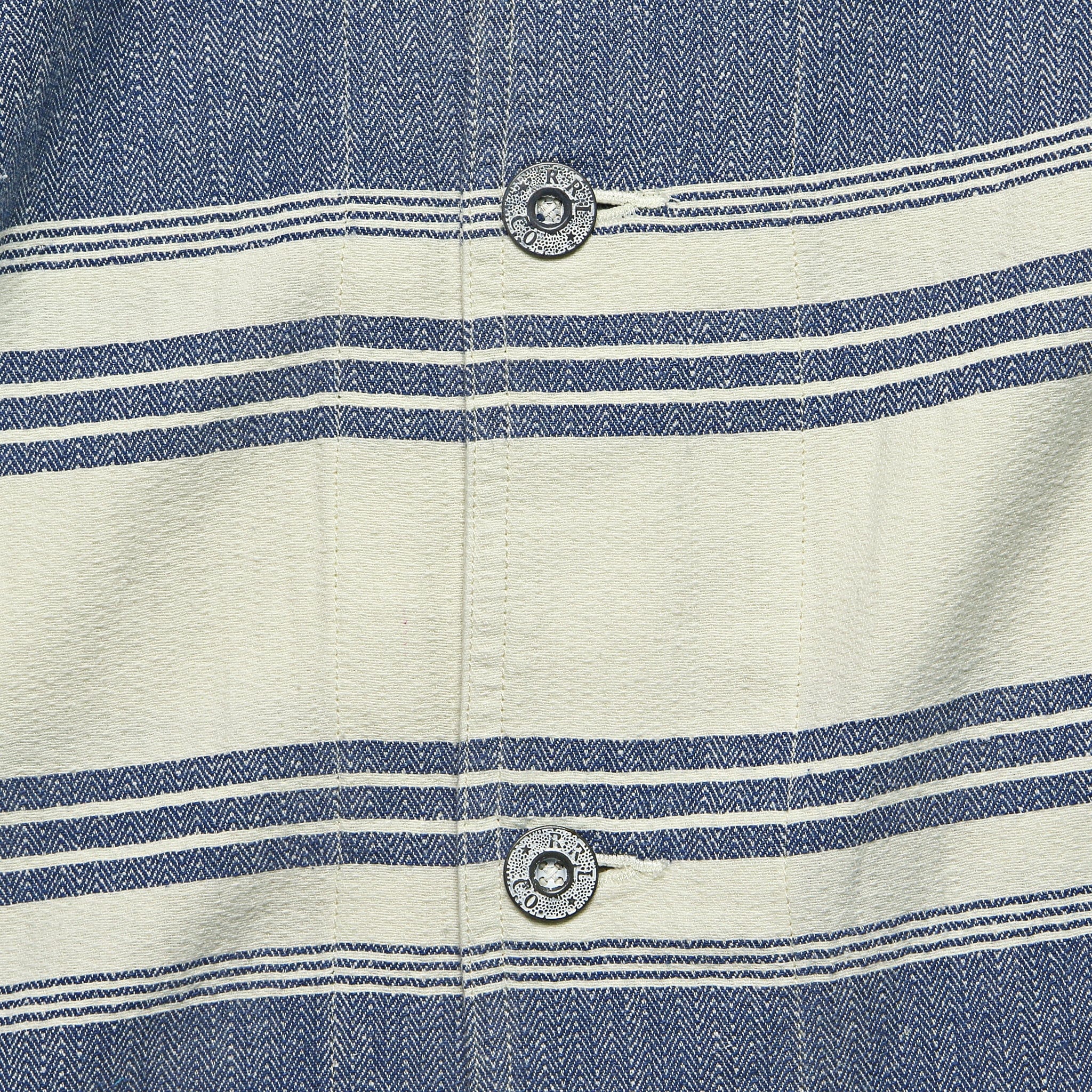 Striped Twill Overshirt - Cream/Indigo - Image 3