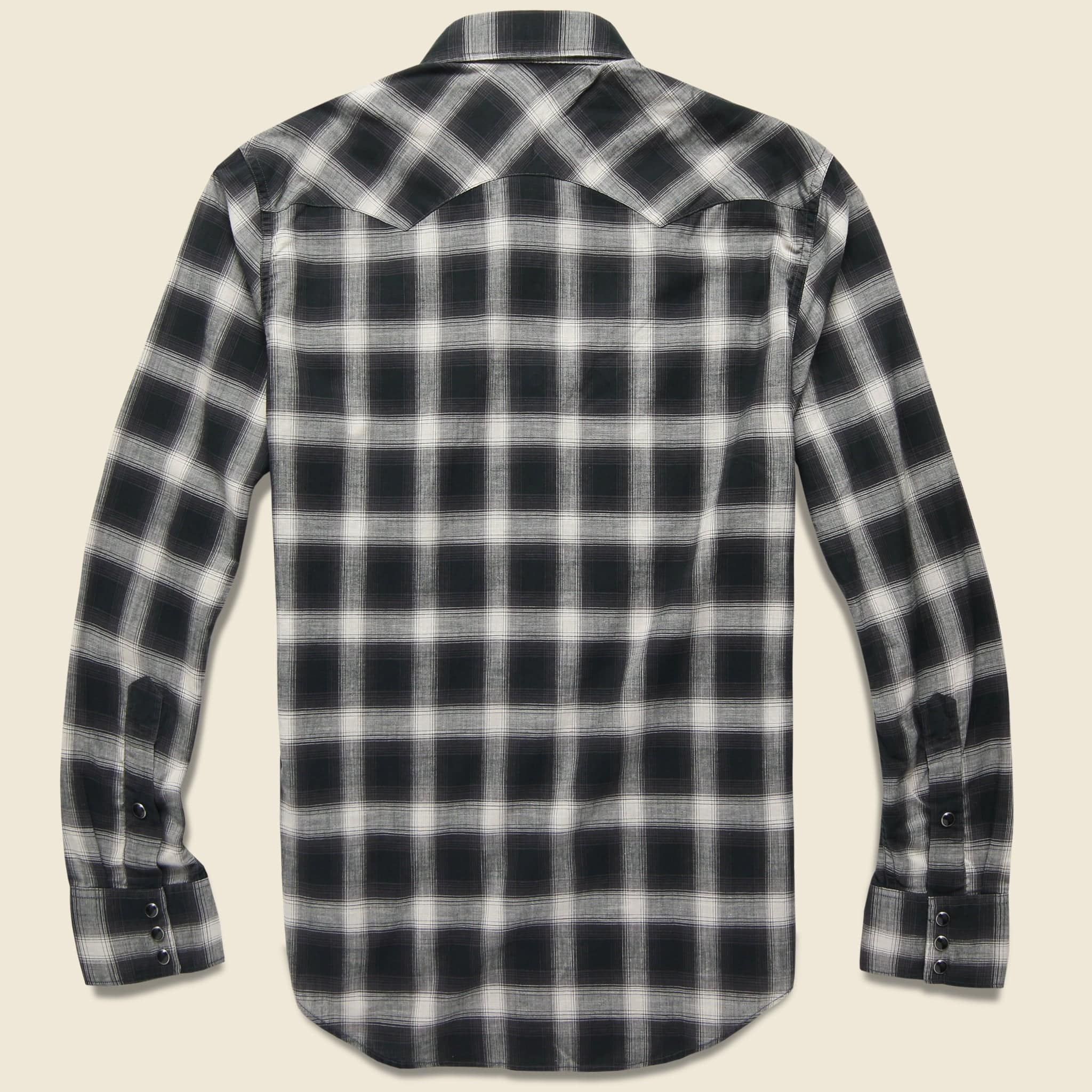 Wrangler Ombre Plaid Western Shirt - Black/Grey - Image 2