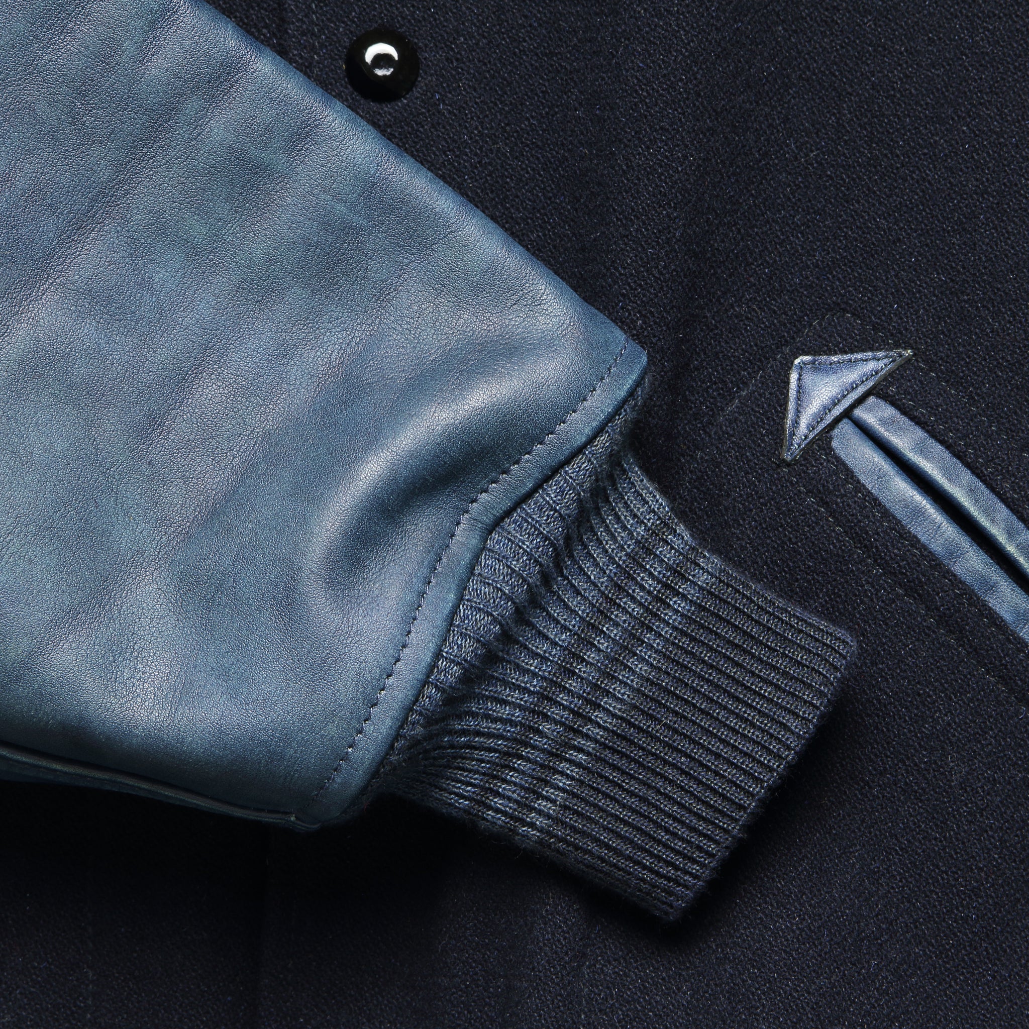 Leather / Wool Watson Jacket - Navy/Indigo - Image 4