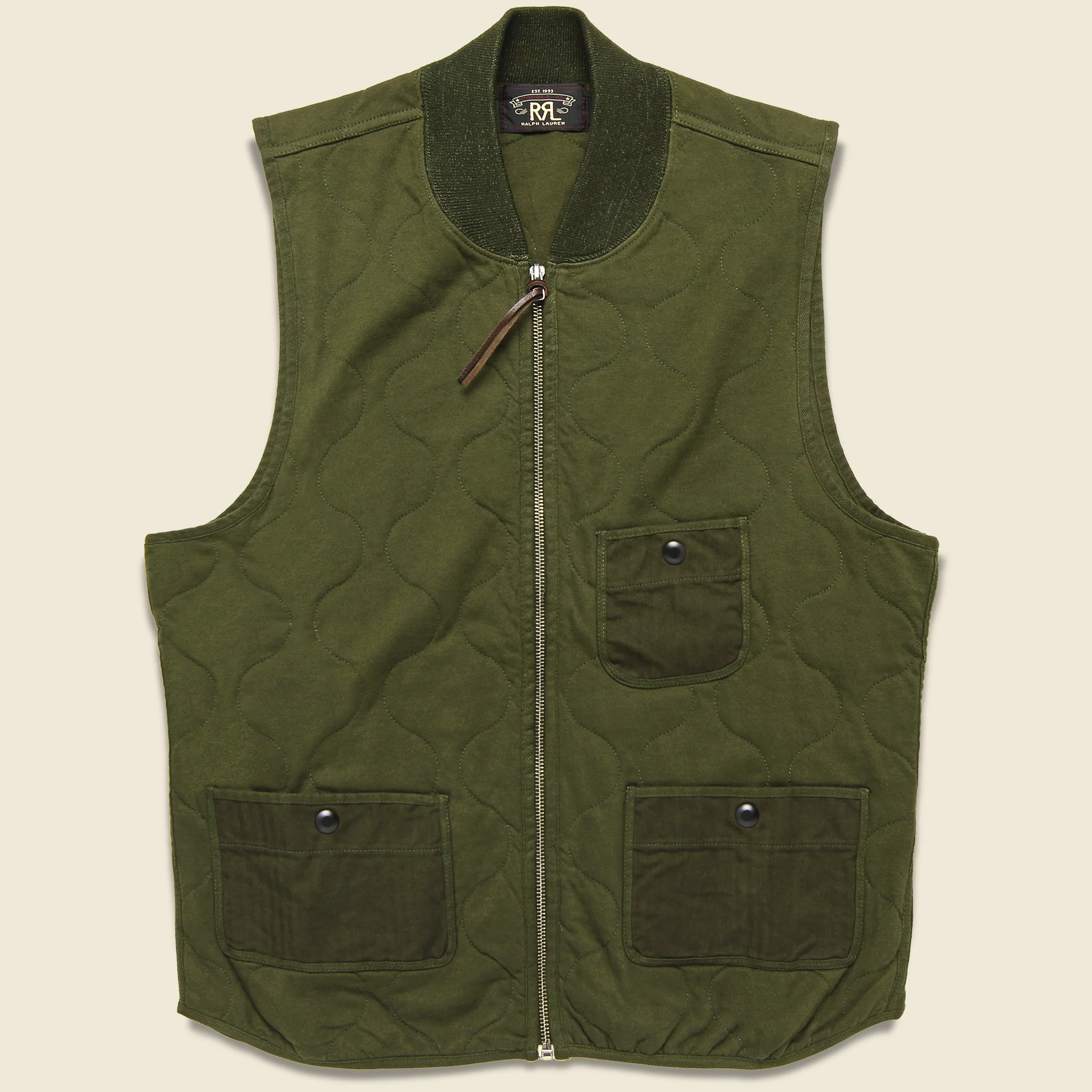 Quilted Cotton Jersey Vest - Douglas Fir Green