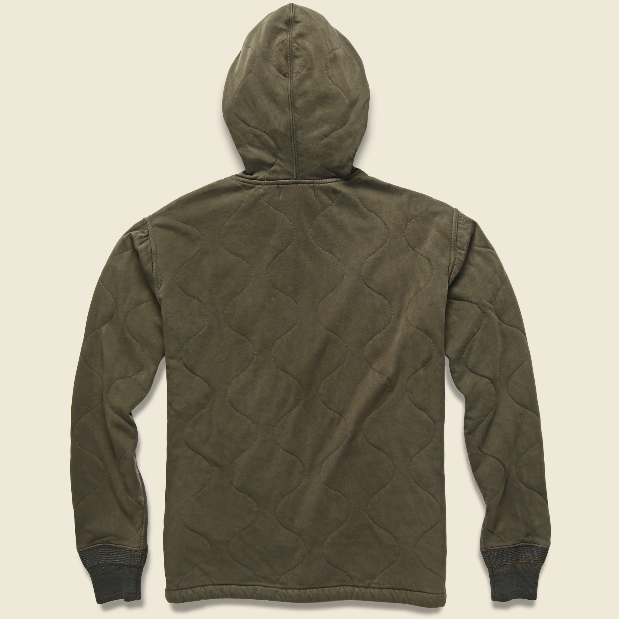 Quilted Hoodie - Dark Army - Image 2