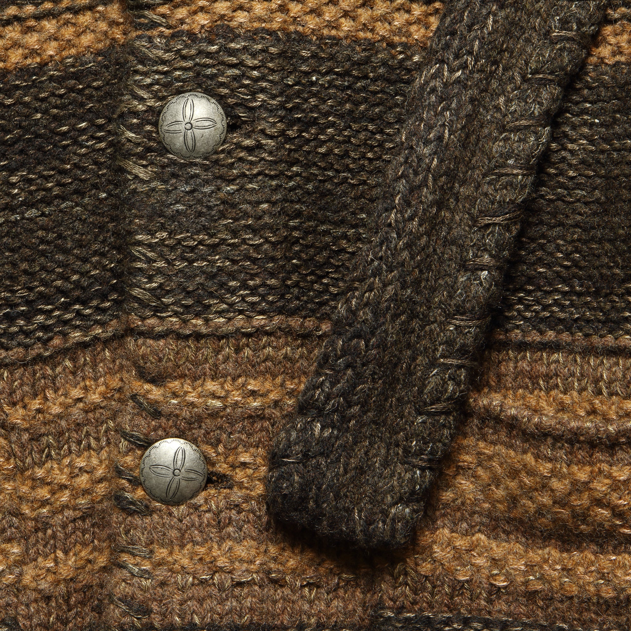 Ranch Shawl Collar Cardigan - Brown - Image 3