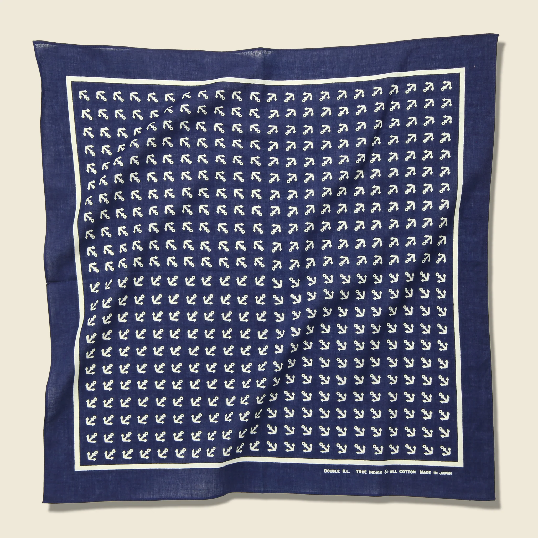 Rigid Cotton Print Bandana - Indigo