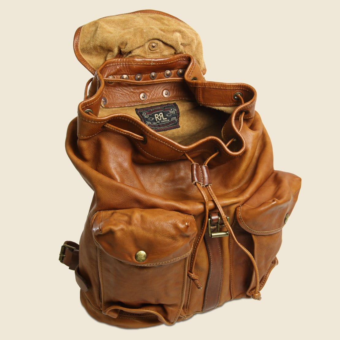 Vintage Leather Rucksack - Tan - Image 4