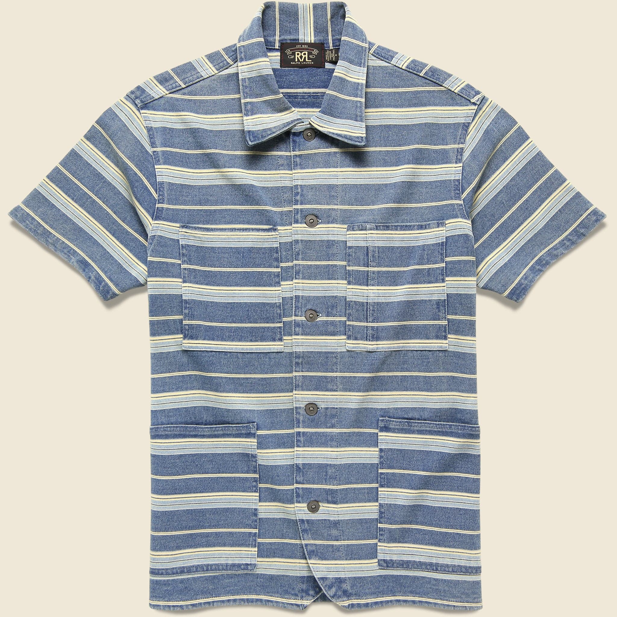 Striped Guayabera Camp Shirt - Indigo Stripe