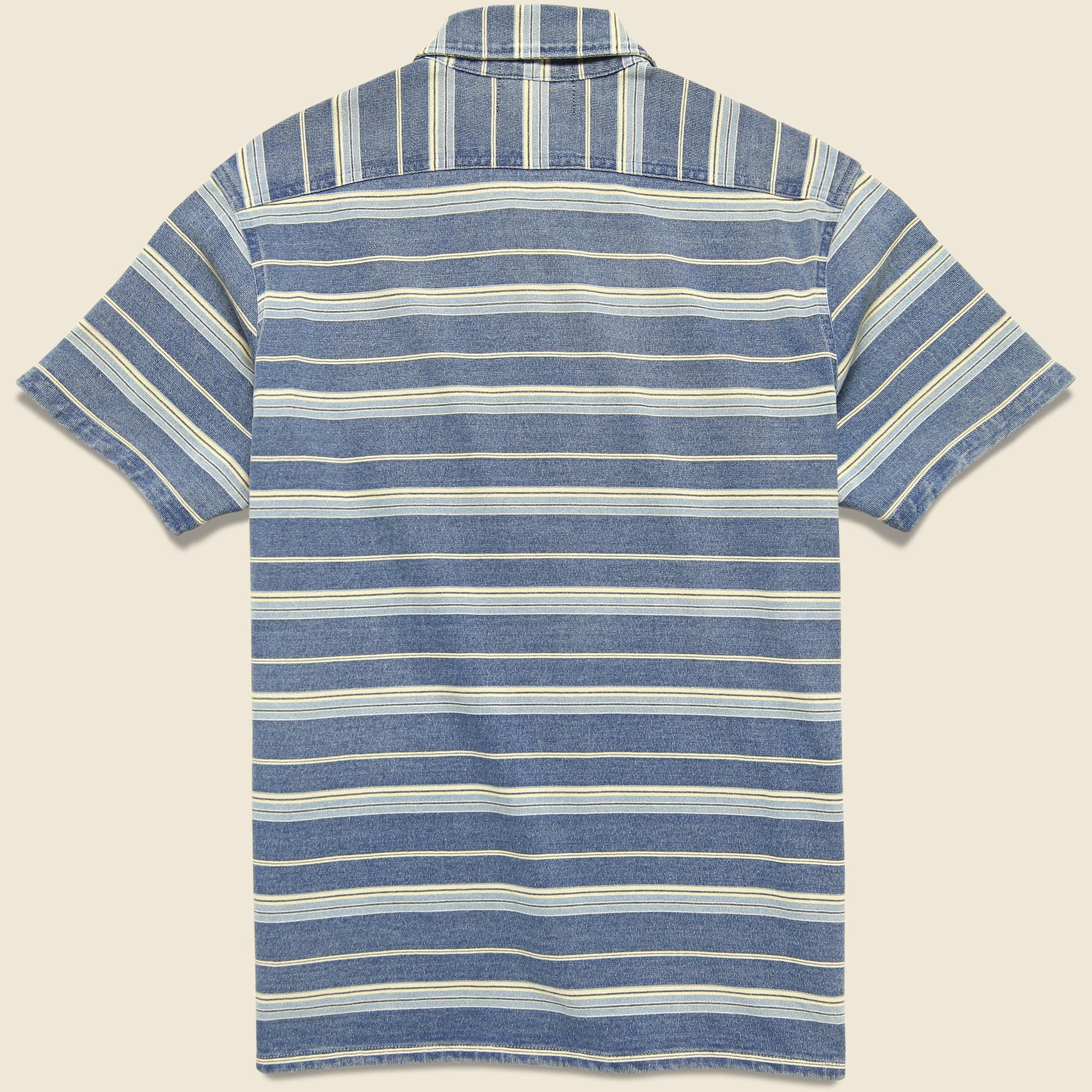 Striped Guayabera Camp Shirt - Indigo Stripe - Image 2