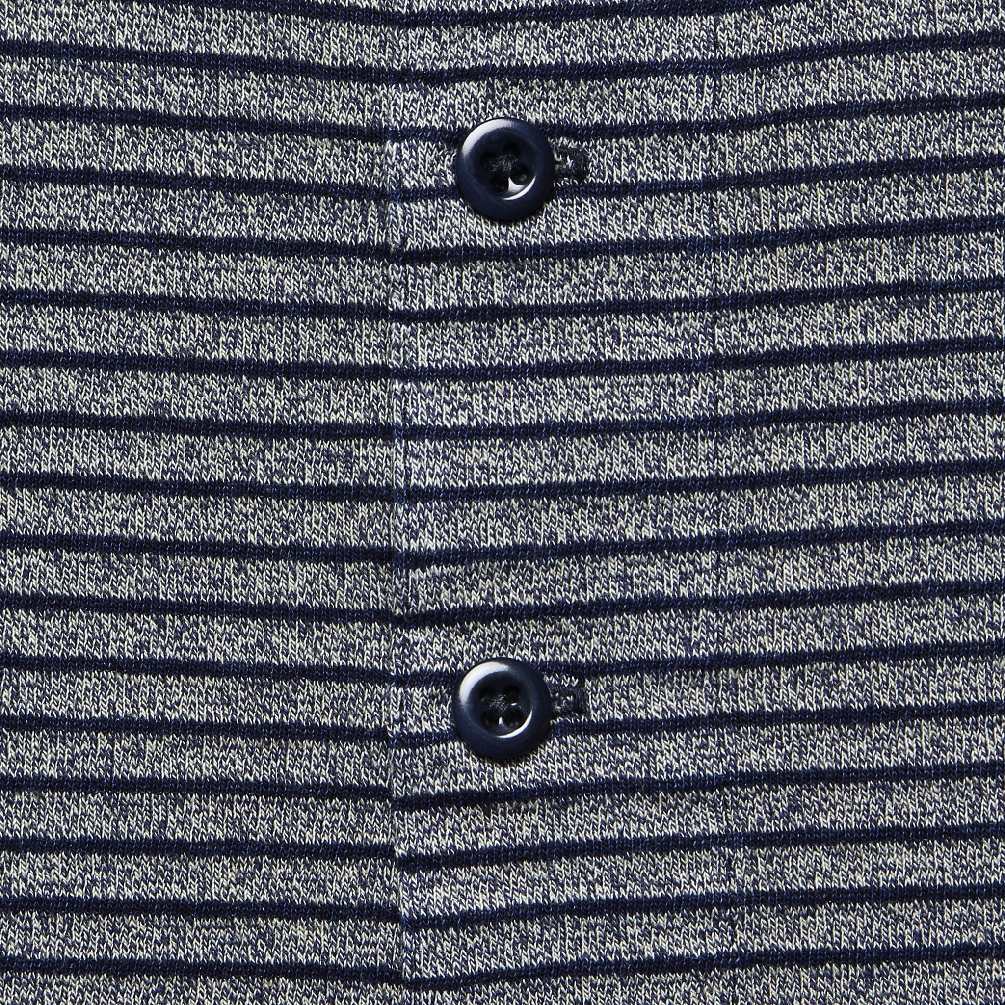 Indigo Striped Cotton Henley - Navy/Greige - Image 2