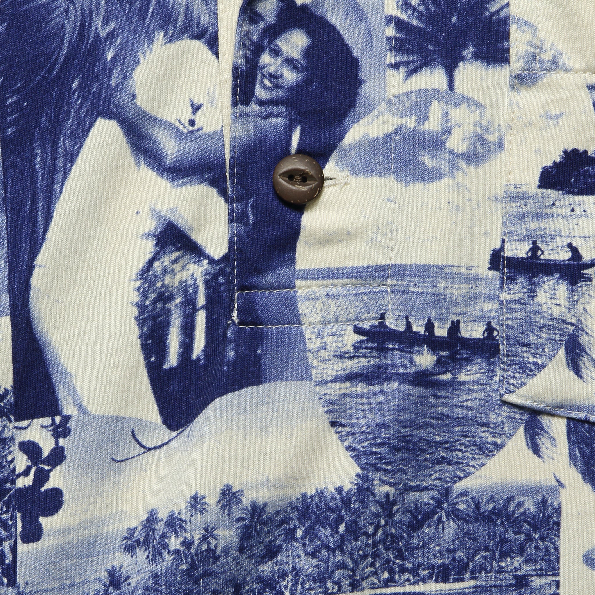 Photo-Print Jersey Camp Shirt - Blue/Cream - Image 3