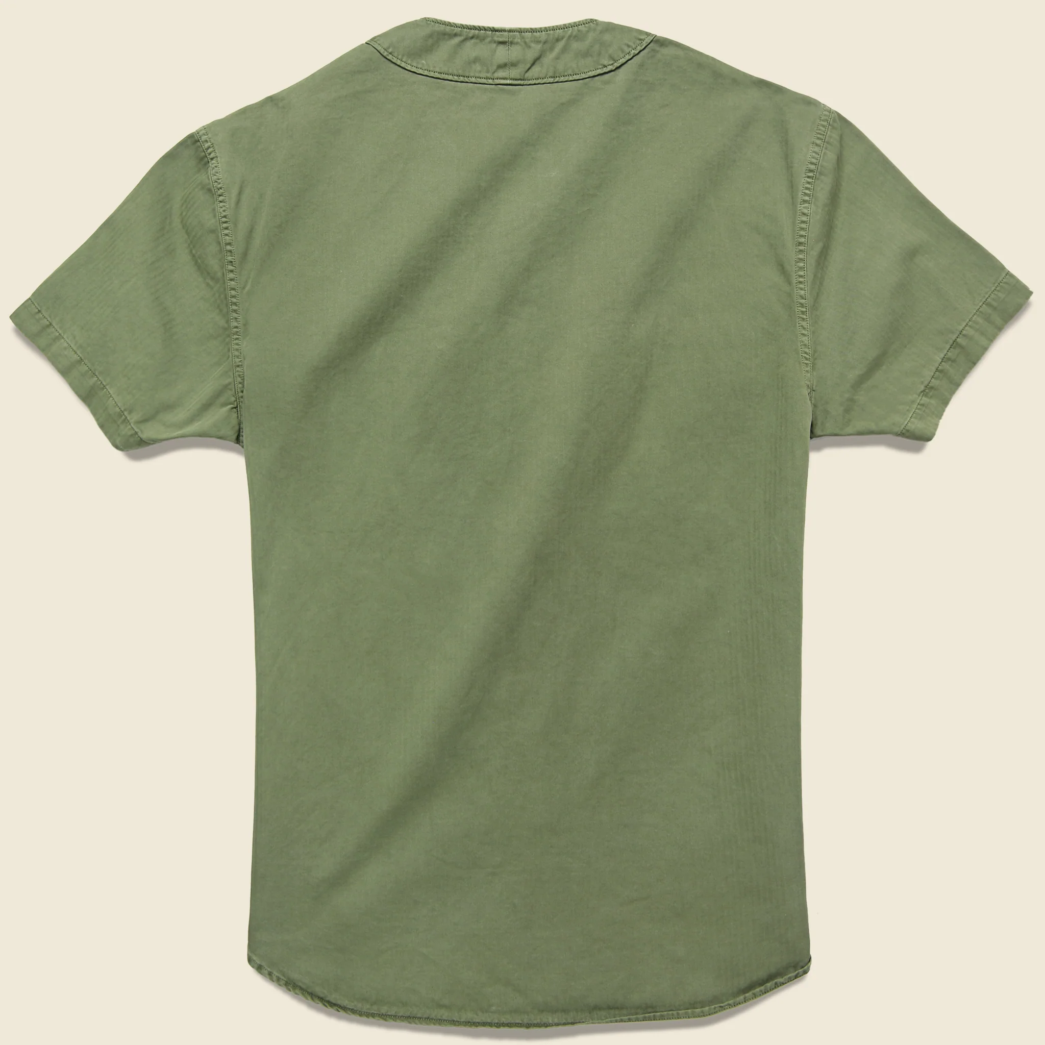 Moore Herringbone Baseball Shirt - Dusty Olive - Image 2