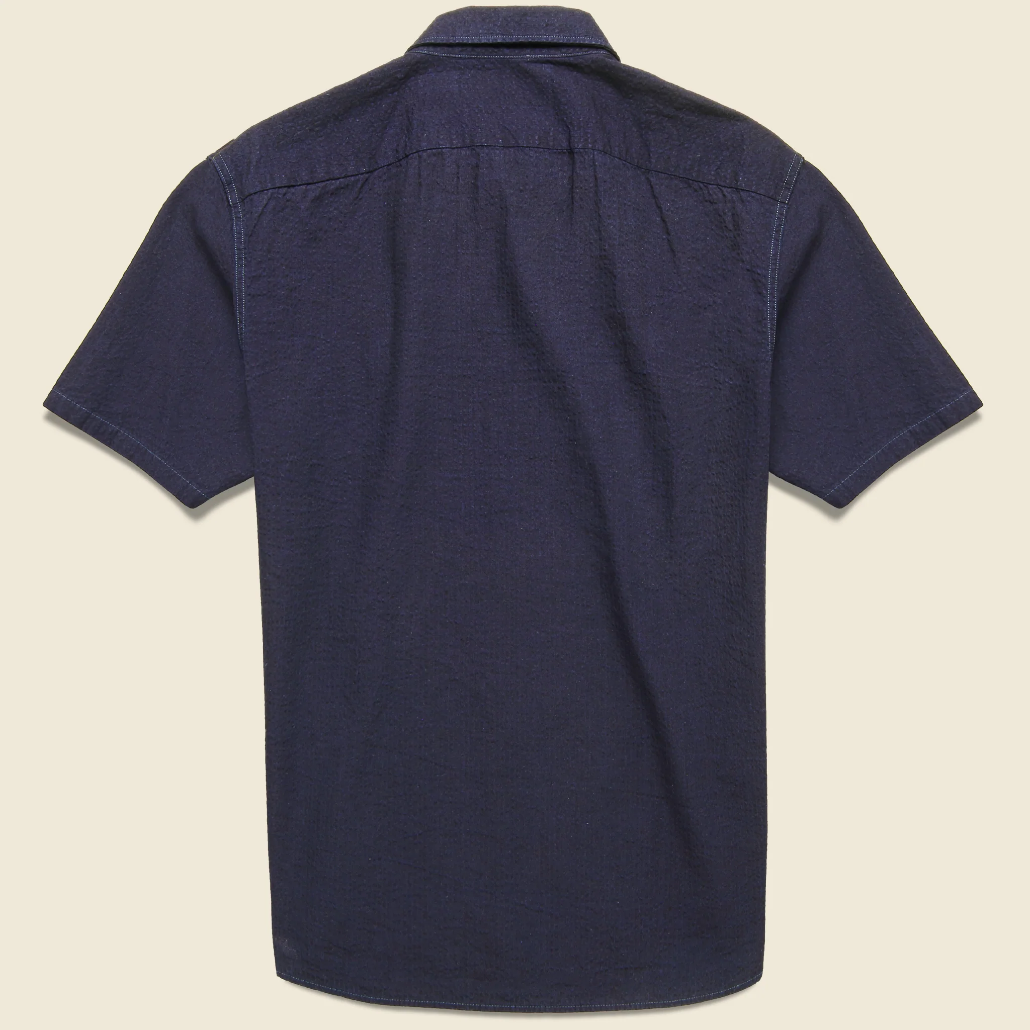 Indigo Seersucker Camp Shirt - Dark Indigo - Image 2