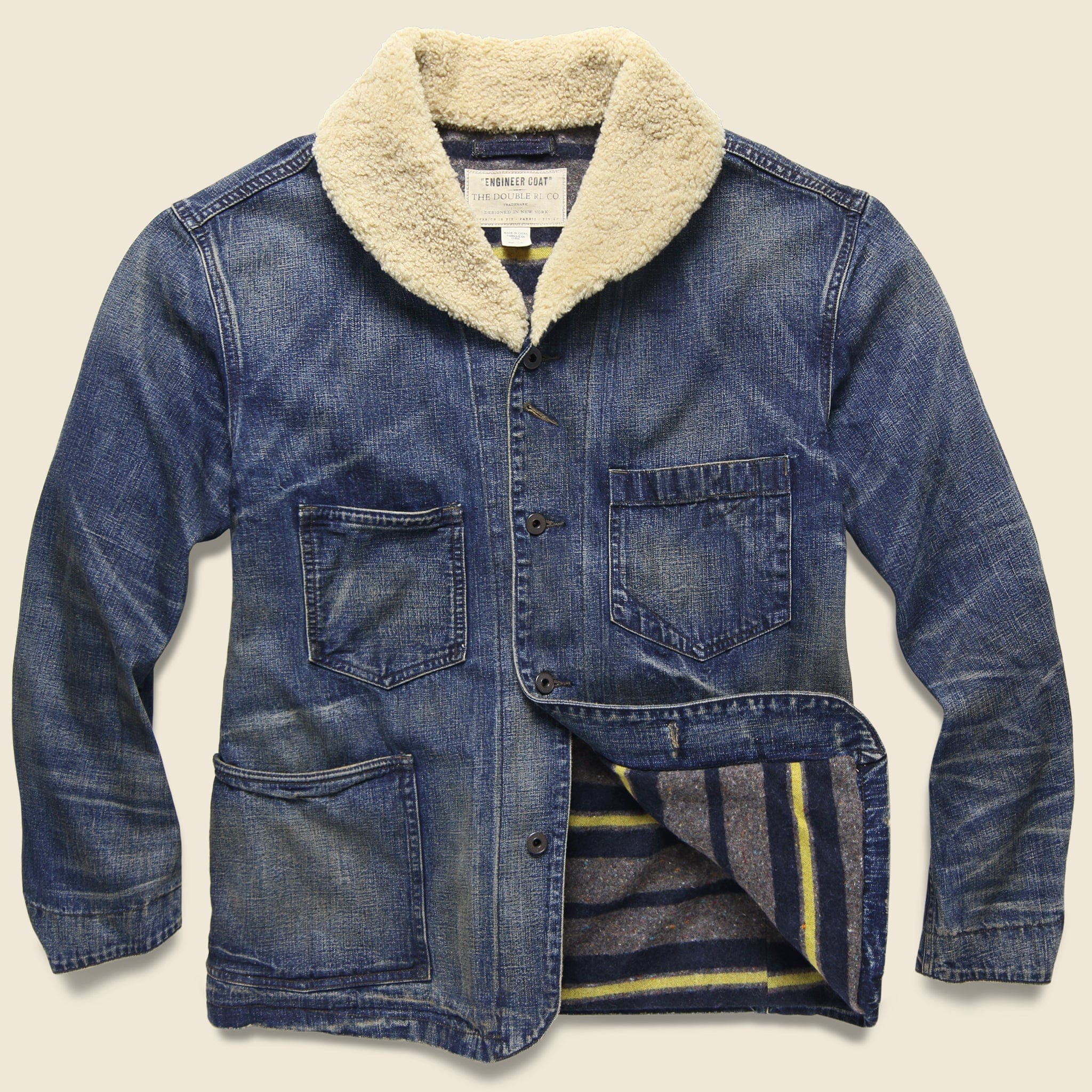 Shearling-Collar Denim Jacket - Bismarck Wash - Image 2