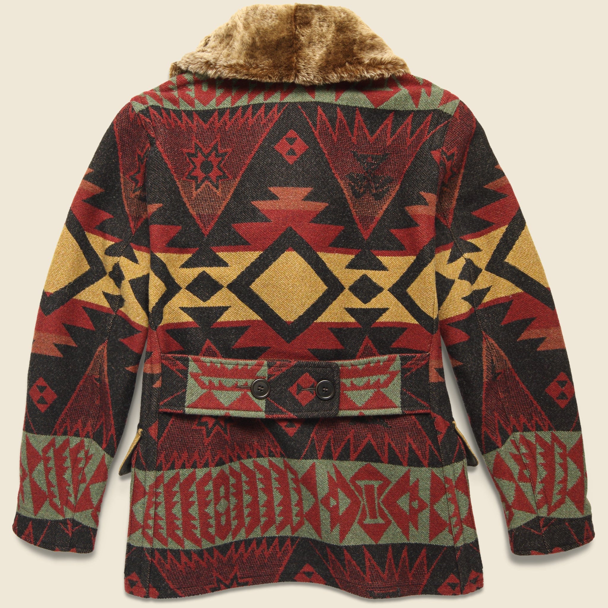 Shearling-Collar Jacquard Ranch Jacket - Red - Image 2