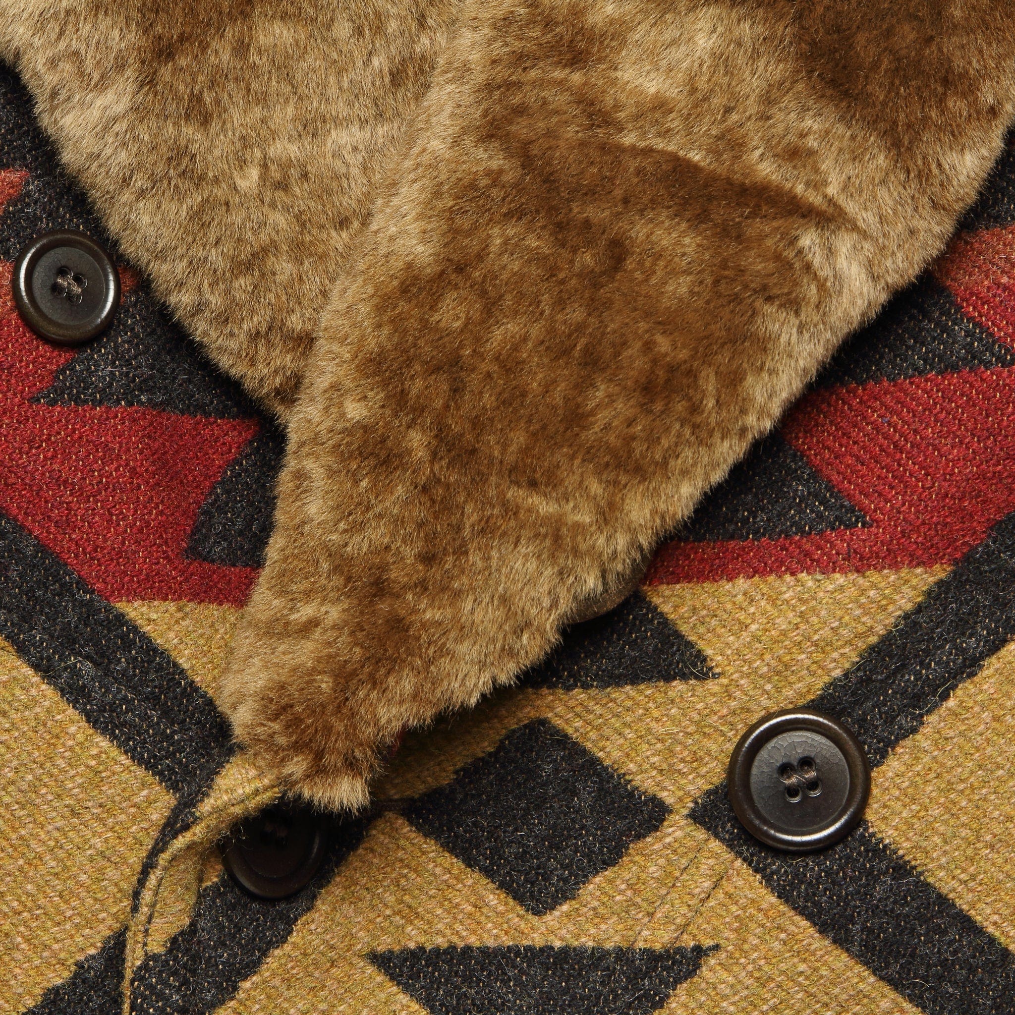 Shearling-Collar Jacquard Ranch Jacket - Red - Image 3