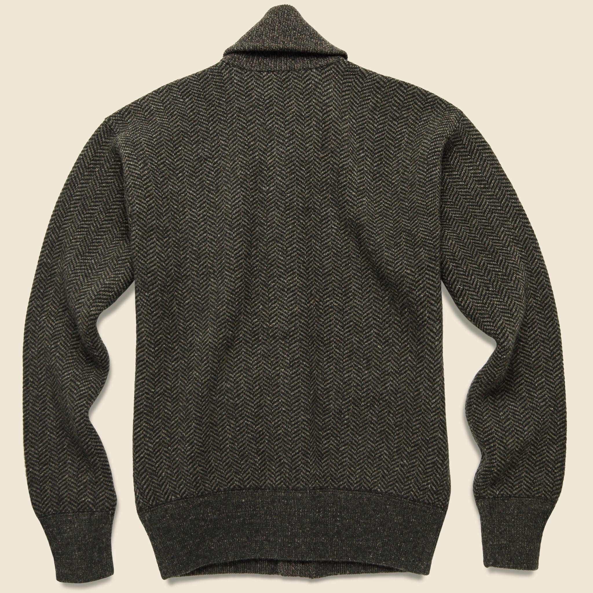 Wool Blend Shawl Cardigan - Grey Herringbone - Image 2