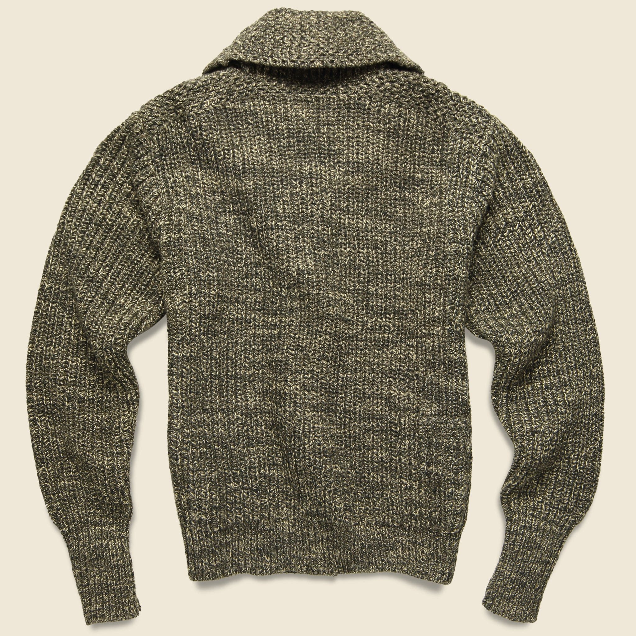 Shawl Collar Cardigan - Olive/Tan - Image 2