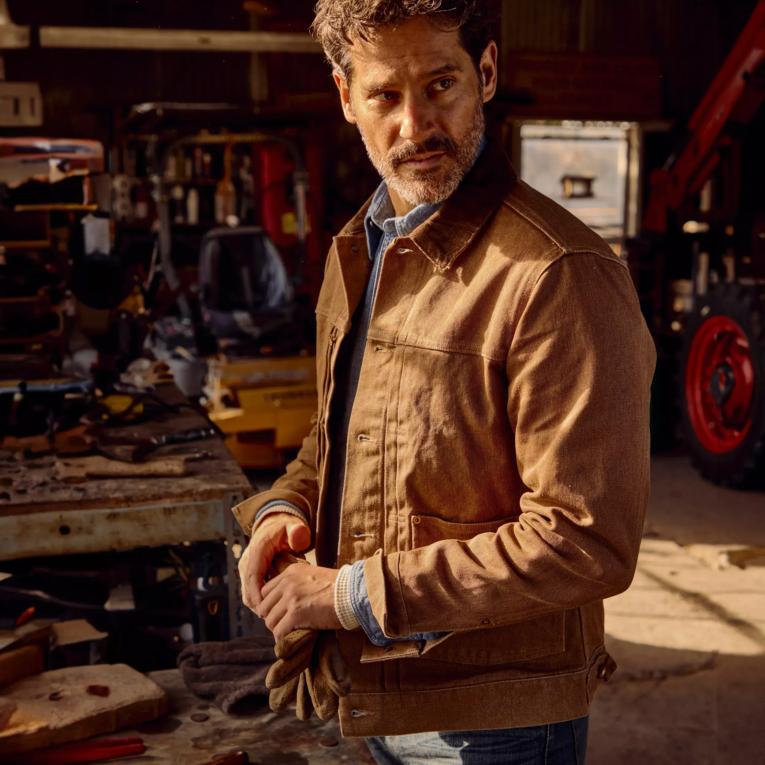 Ryder Jacket - Tobacco Chipped Canvas - Image 3