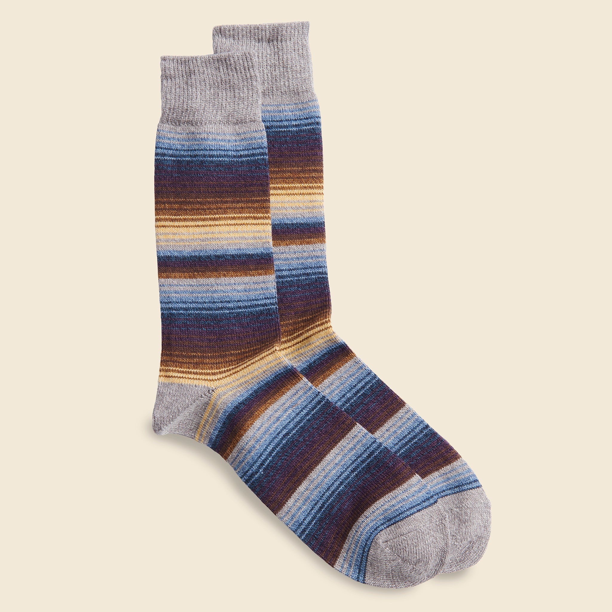 Blanket Stripe Crew Sock - Medium Grey