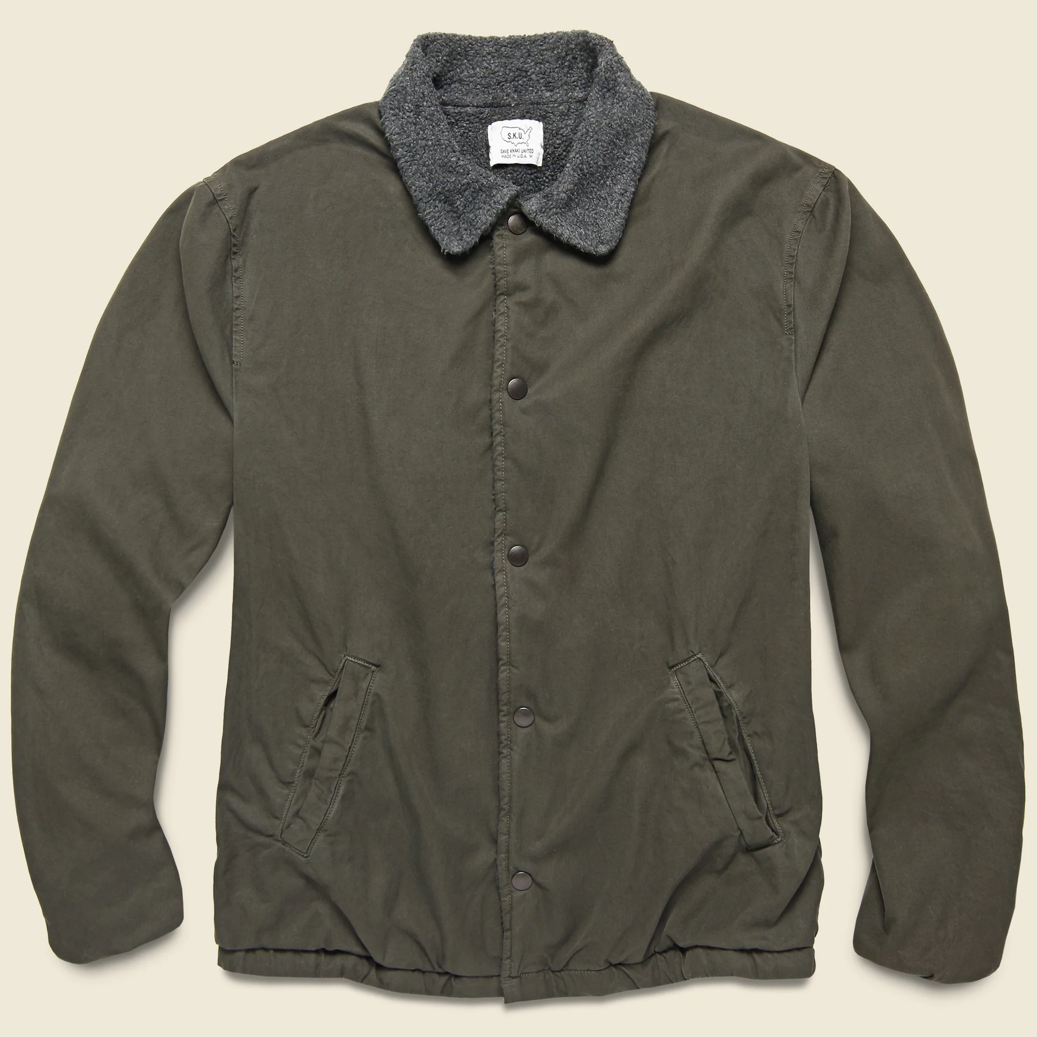 Berber Lined Warm Up Jacket - Olive