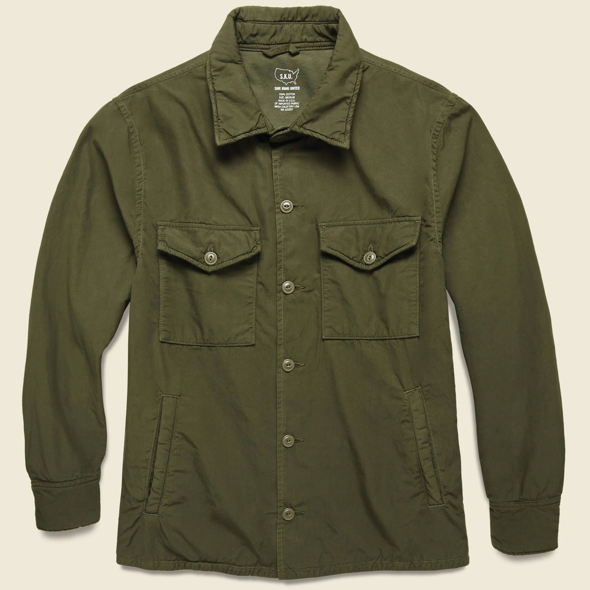 Fleece Lined Shirt Jacket - Olive