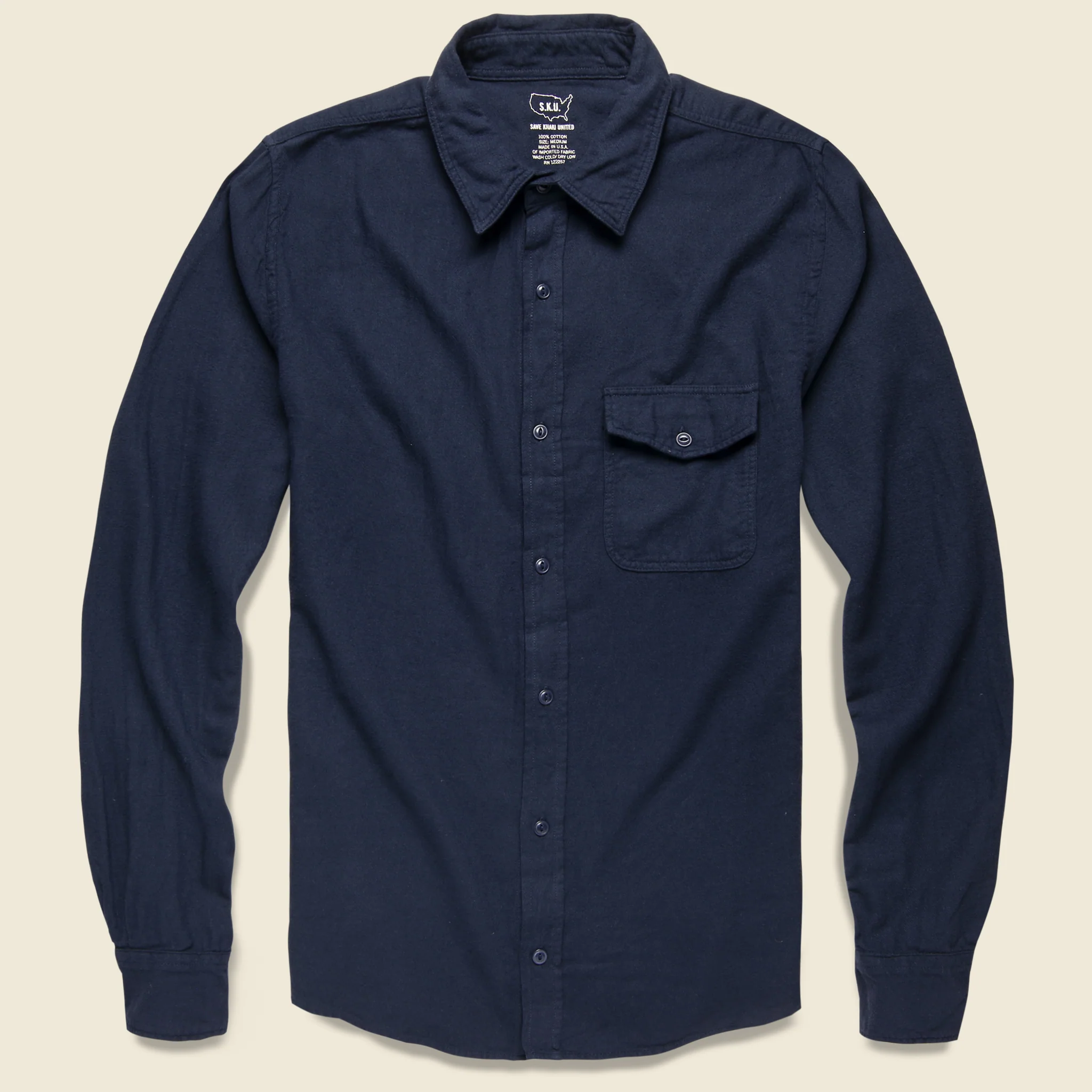 Oat Flannel Workshirt - Navy