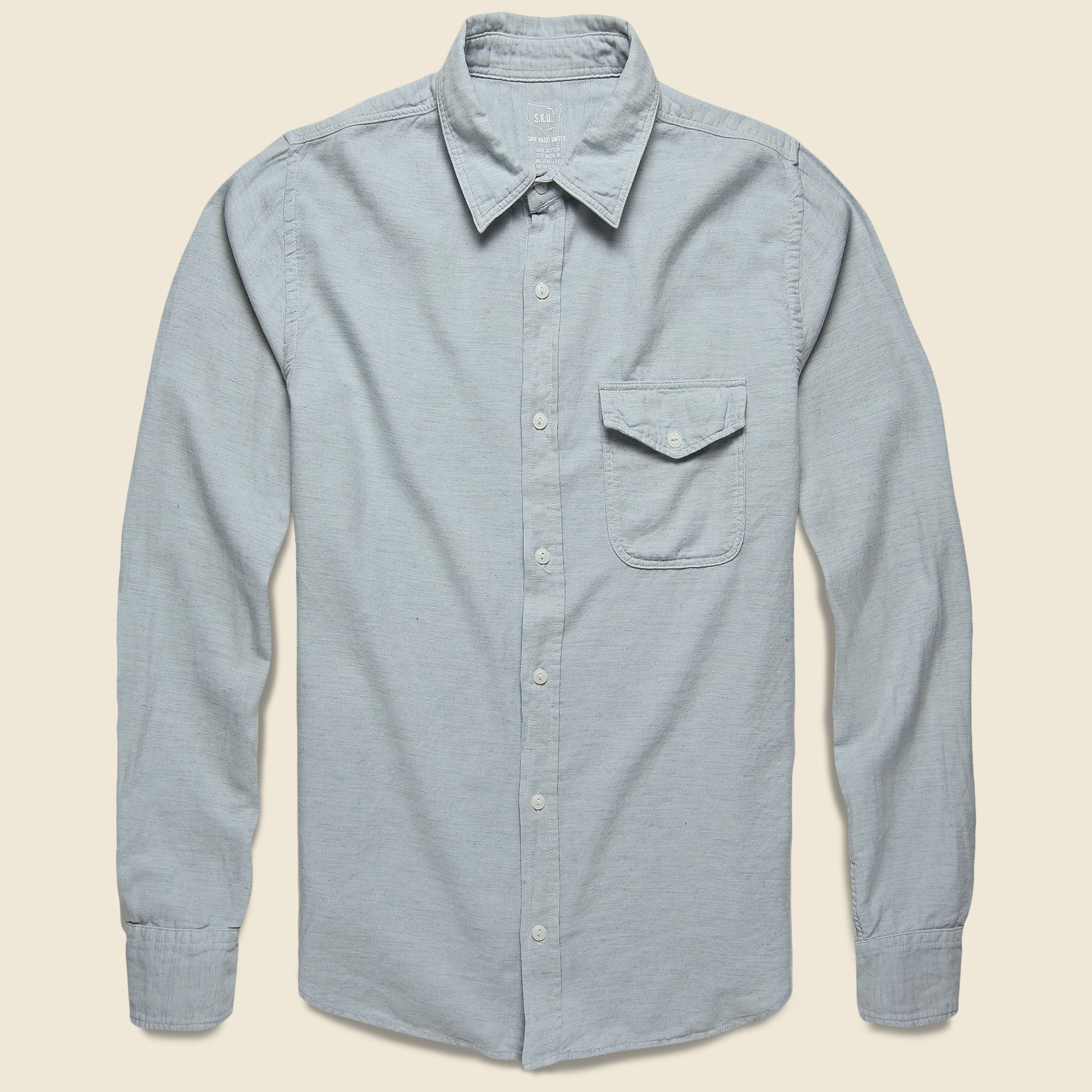 Oat Flannel Workshirt - Light Blue