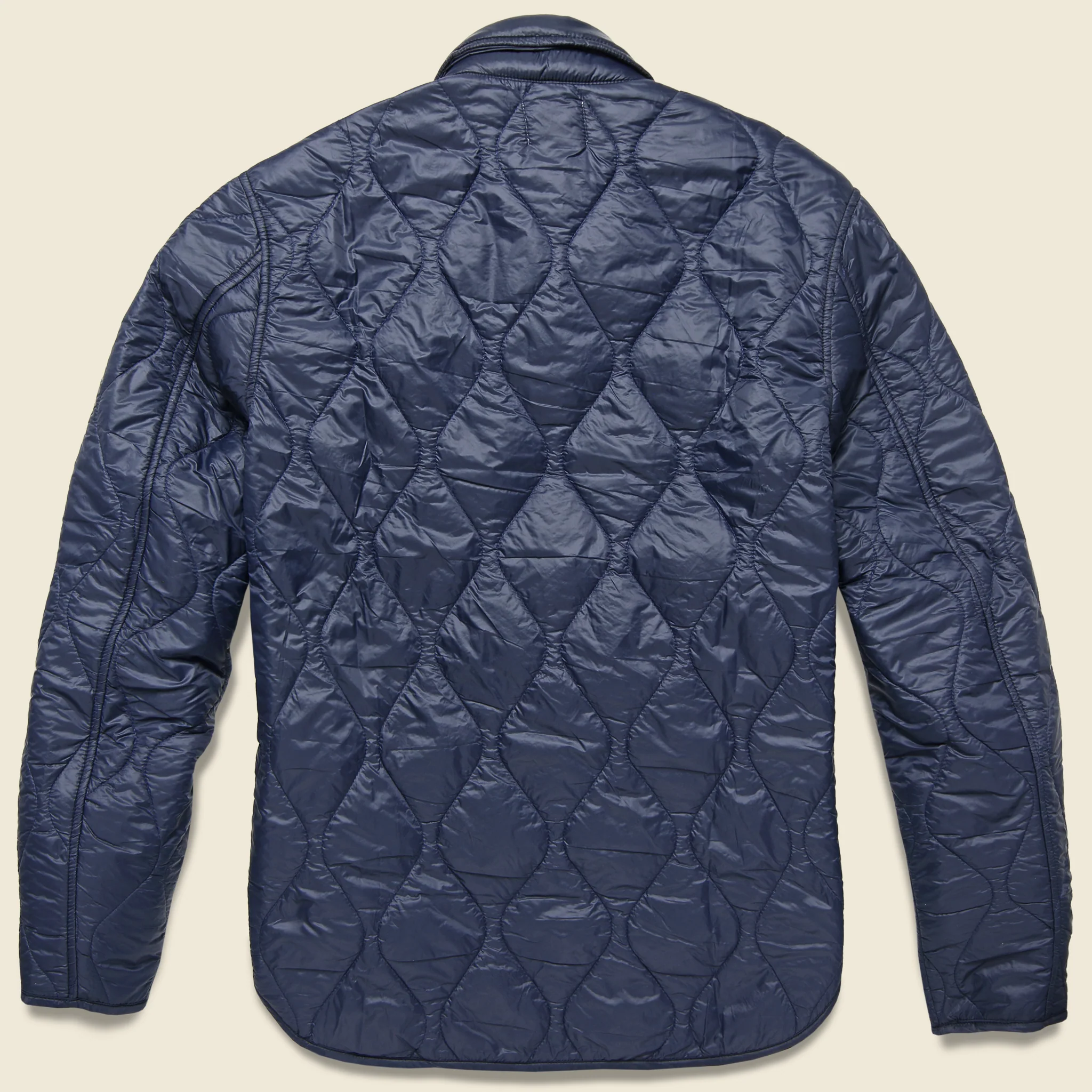 Quilted Nylon Shirt Jacket - Navy - Image 2