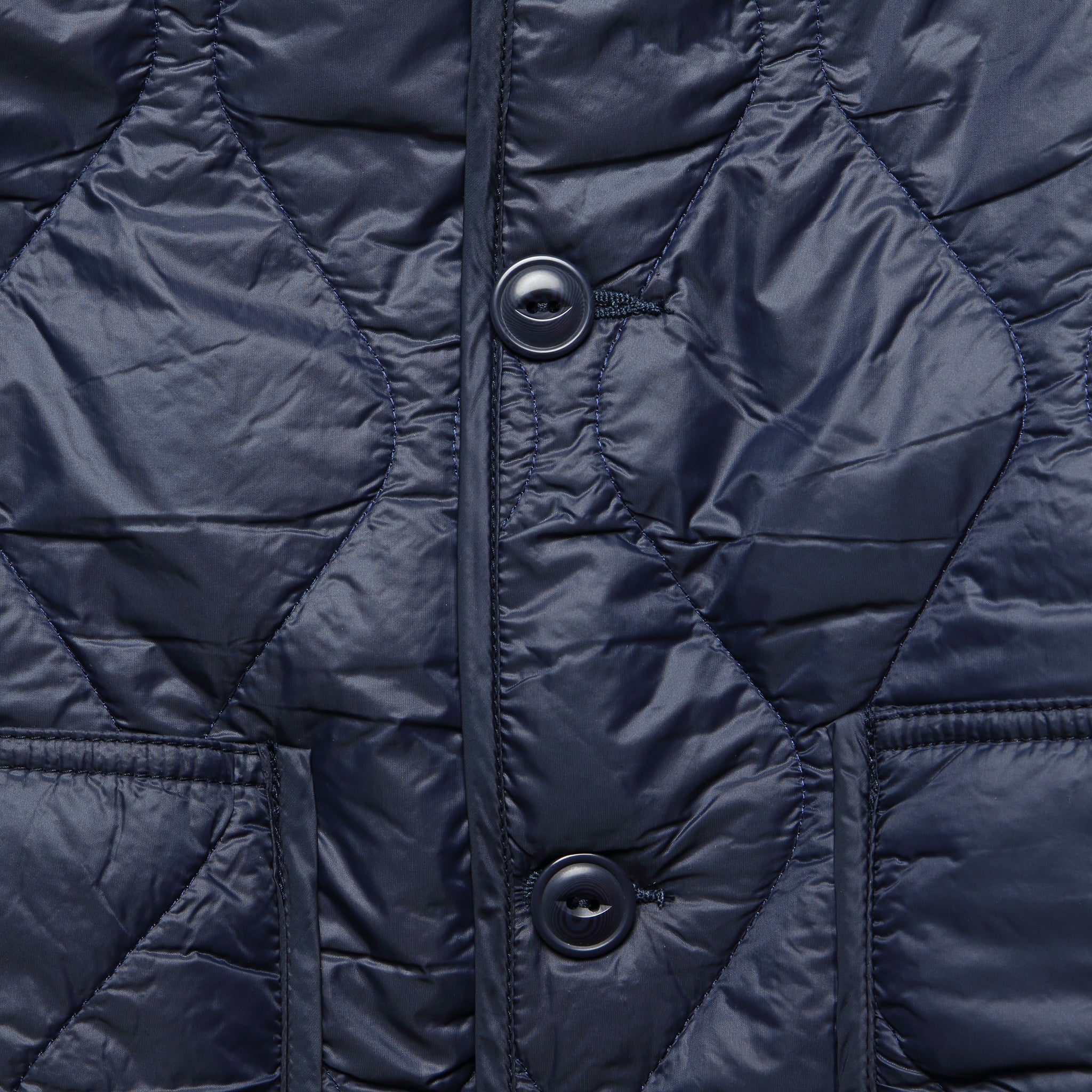 Quilted Nylon Shirt Jacket - Navy - Image 3