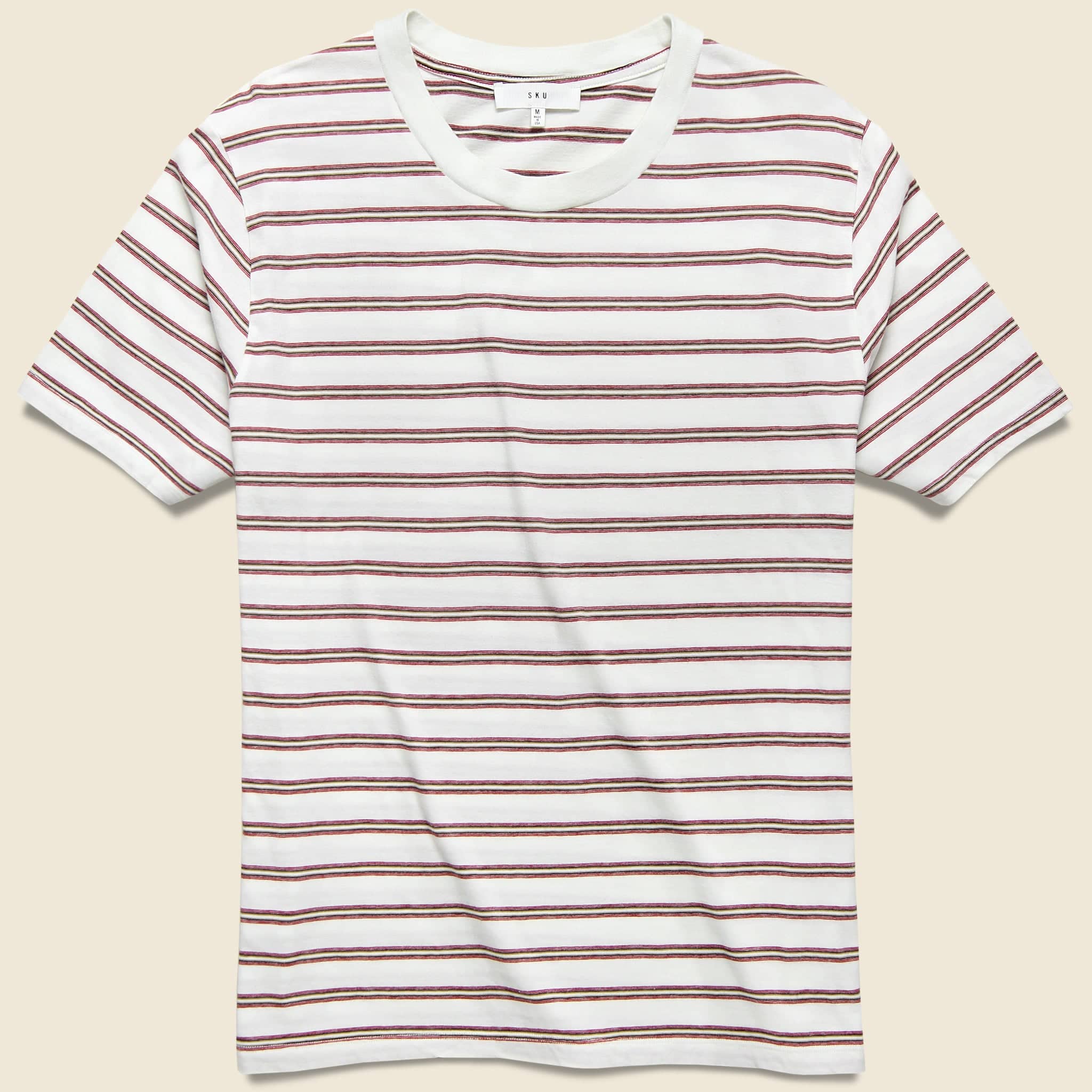Vintage Striped Relaxed Tee - White