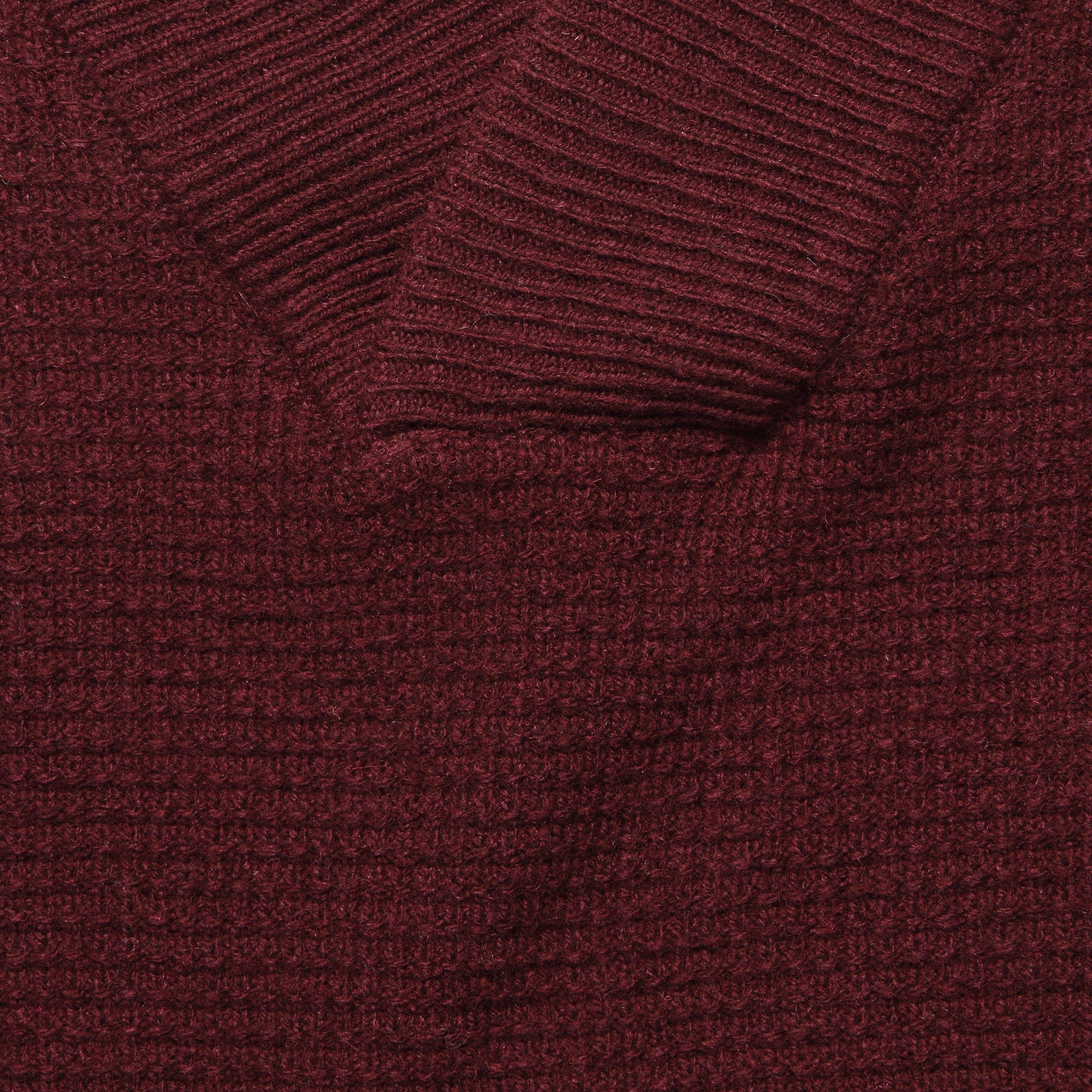 V-Neck Waffle Sweater - Burgundy - Image 3