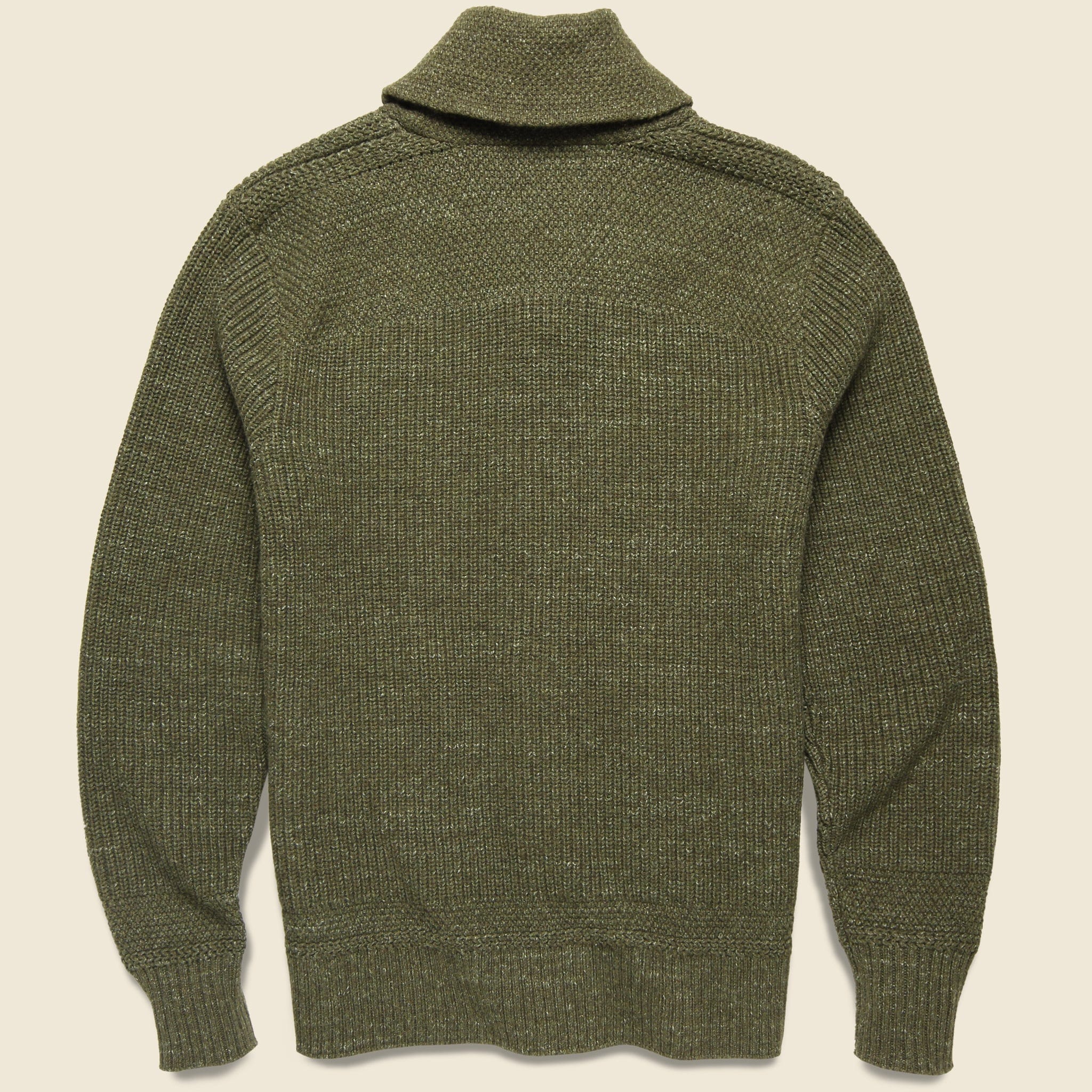 Seed Stitch Shawl Cardigan - Olive Heather - Image 2