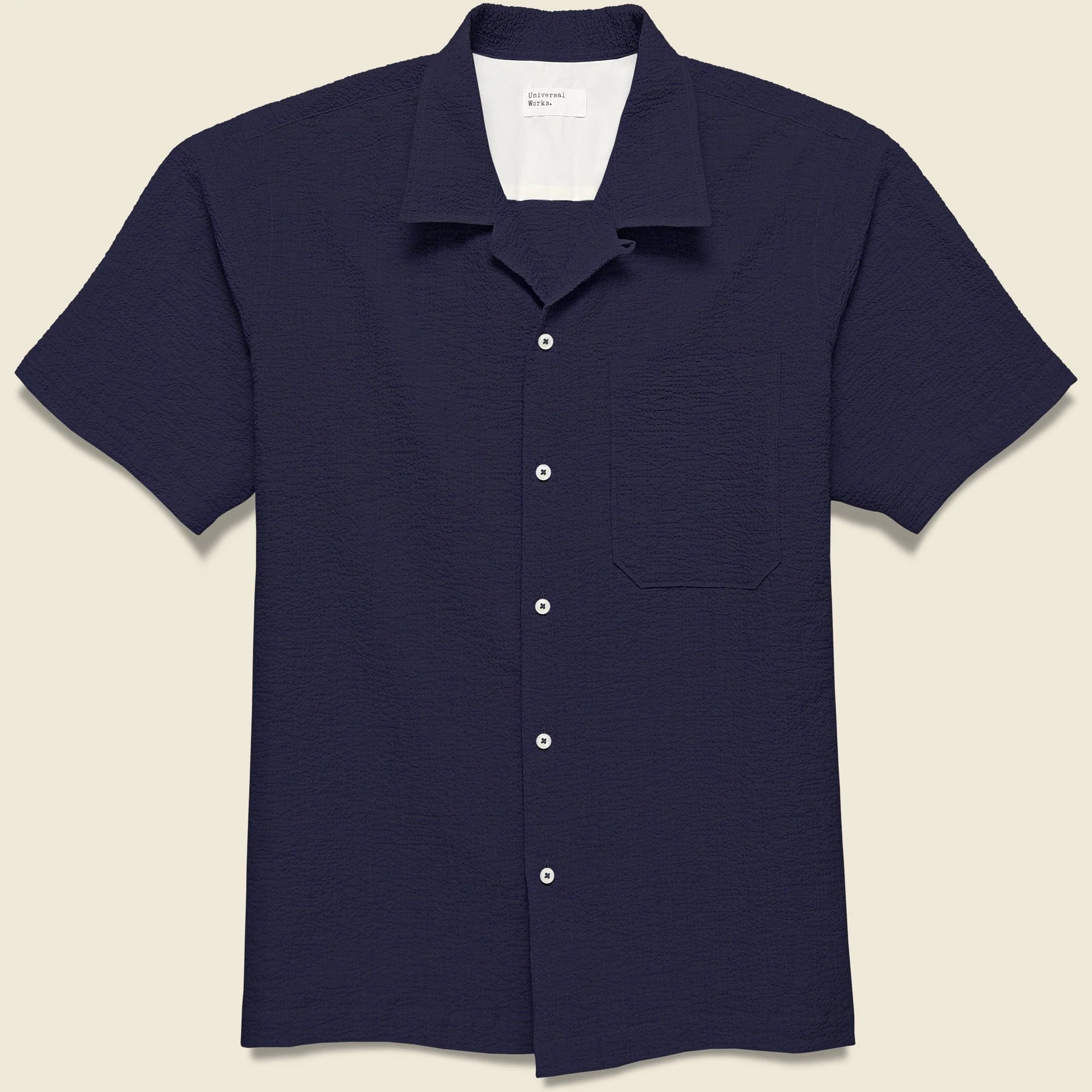 Seersucker Camp Shirt - Navy